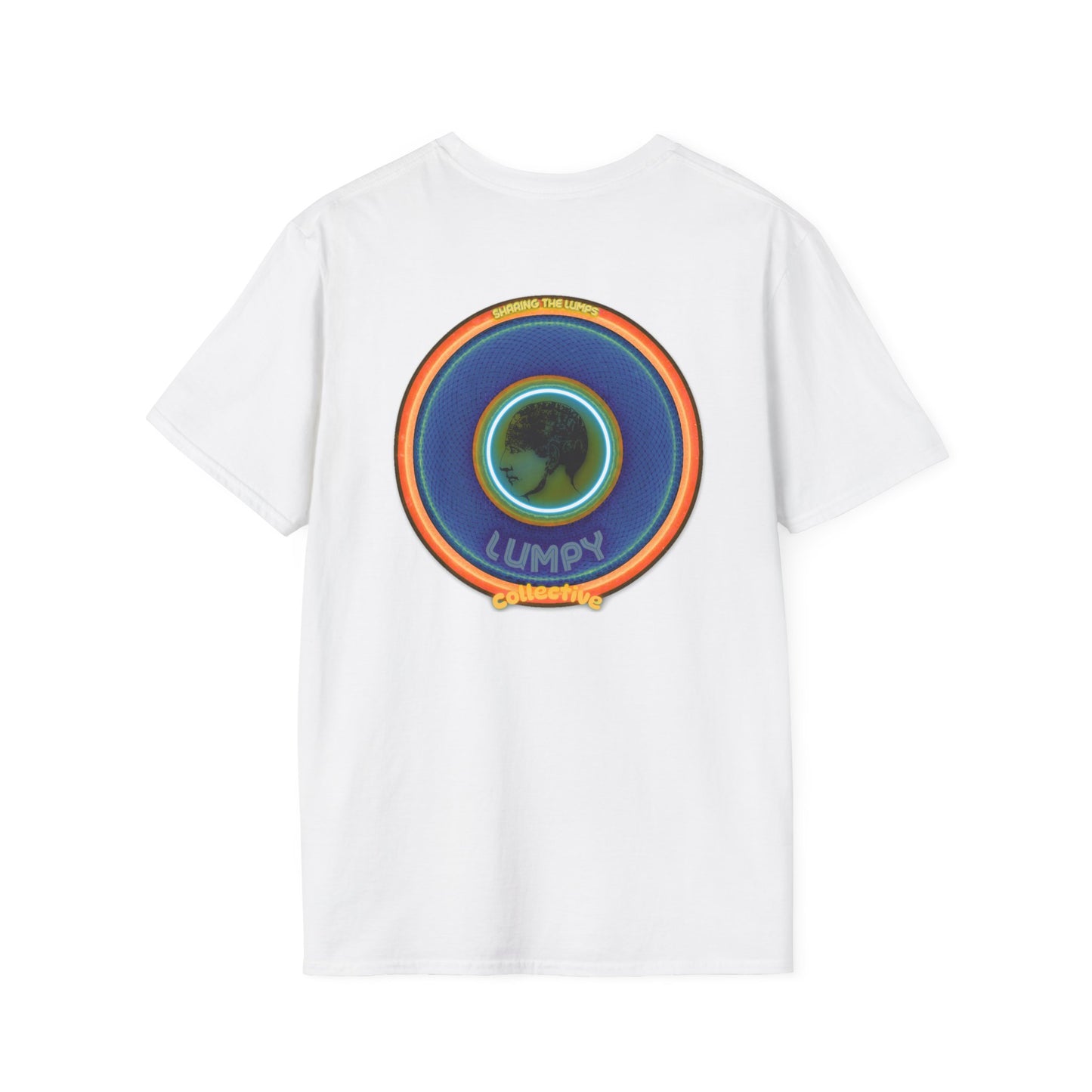 Classic Donut Tee - Unisex Soft-Style - "Lumpy Collective Donut" - blue/orange lumpy donut - variant 4
