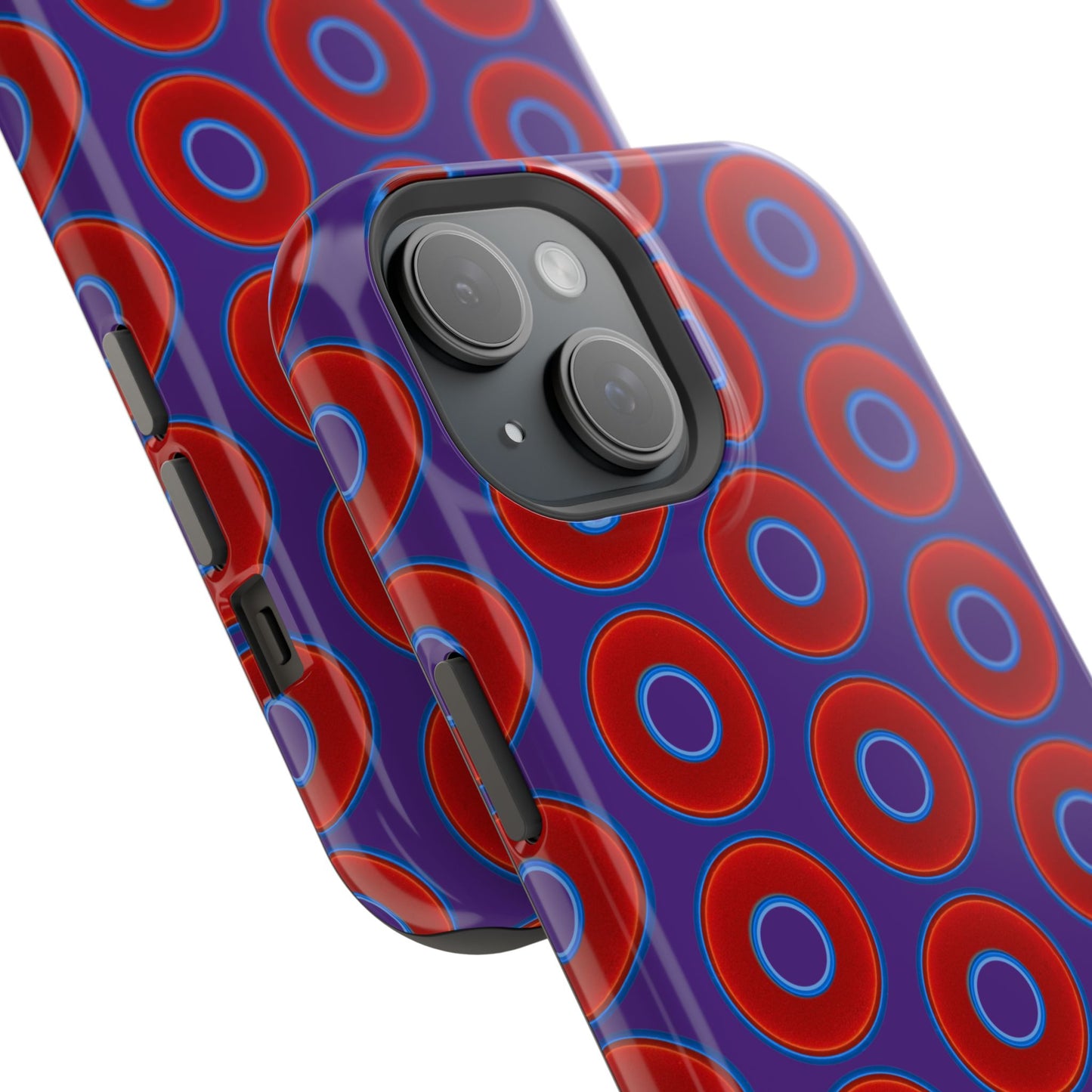 Magnetic Tough Donut Case - red vivid donut print w/purple background