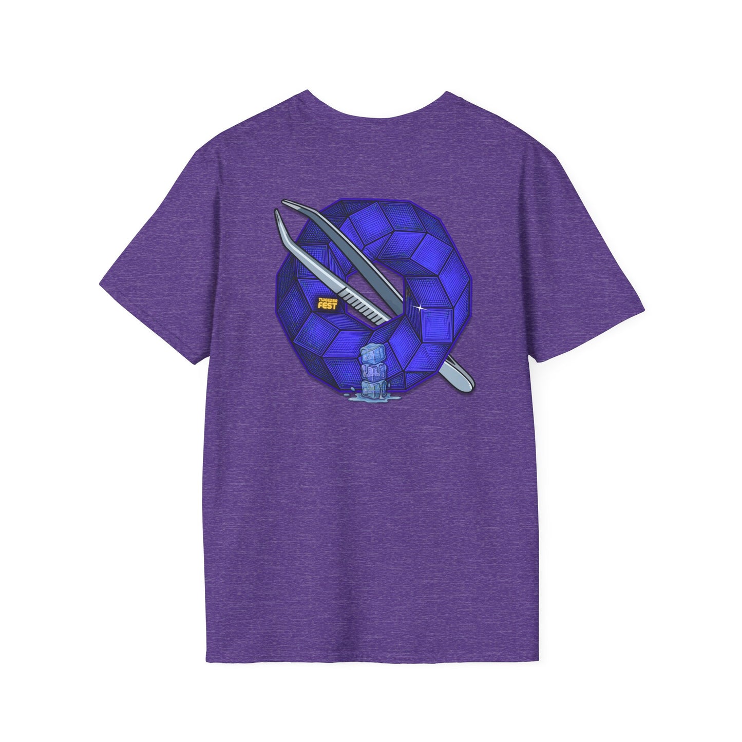 Classic Donut Tee - Unisex Soft-Style - "The Teasing Donut" - rustic dark royal blue cubed donut