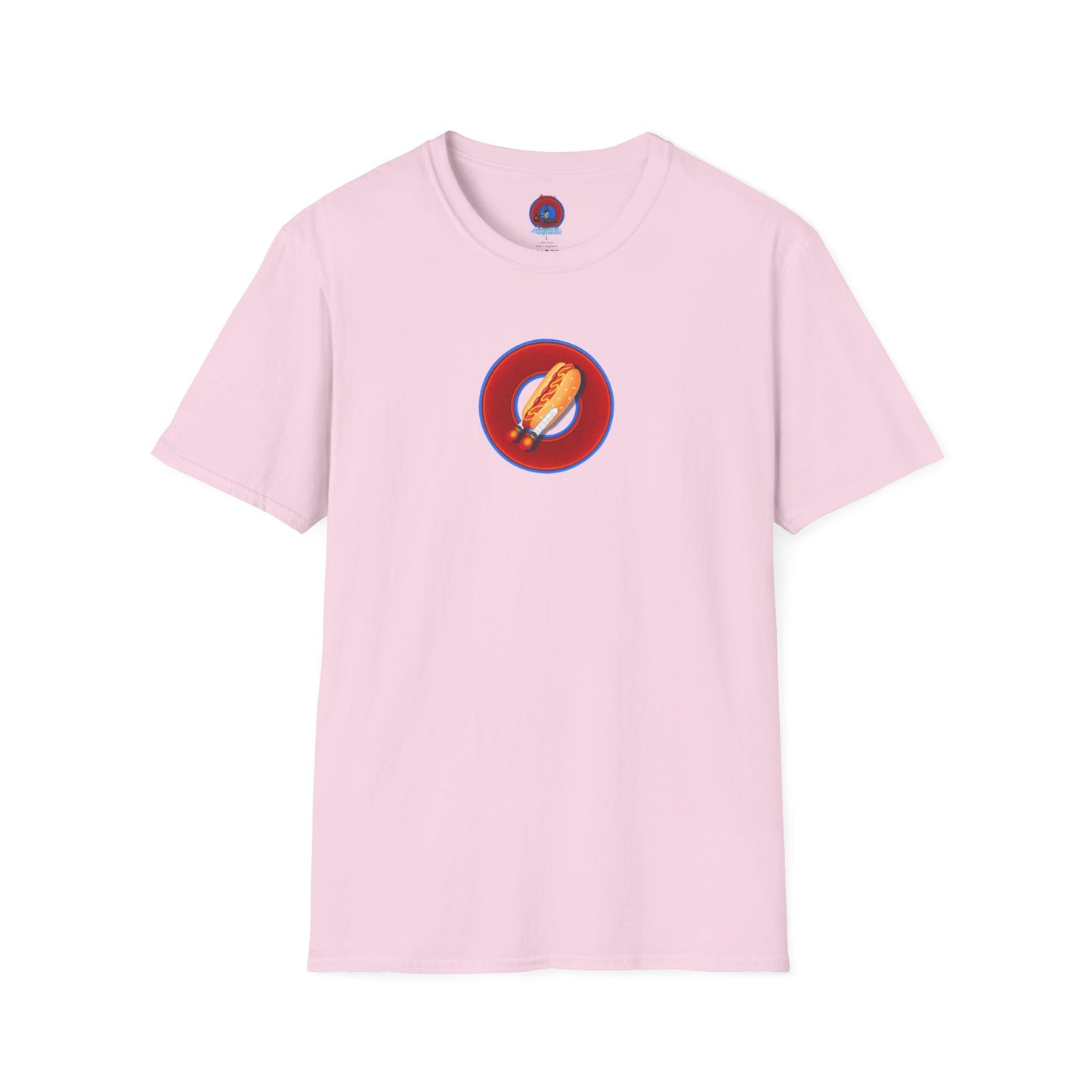 Classic Donut Tee - Unisex Soft-Style - "Viva Las Vegas Donut" -  vivid red donut w/raw dogger - variant 1