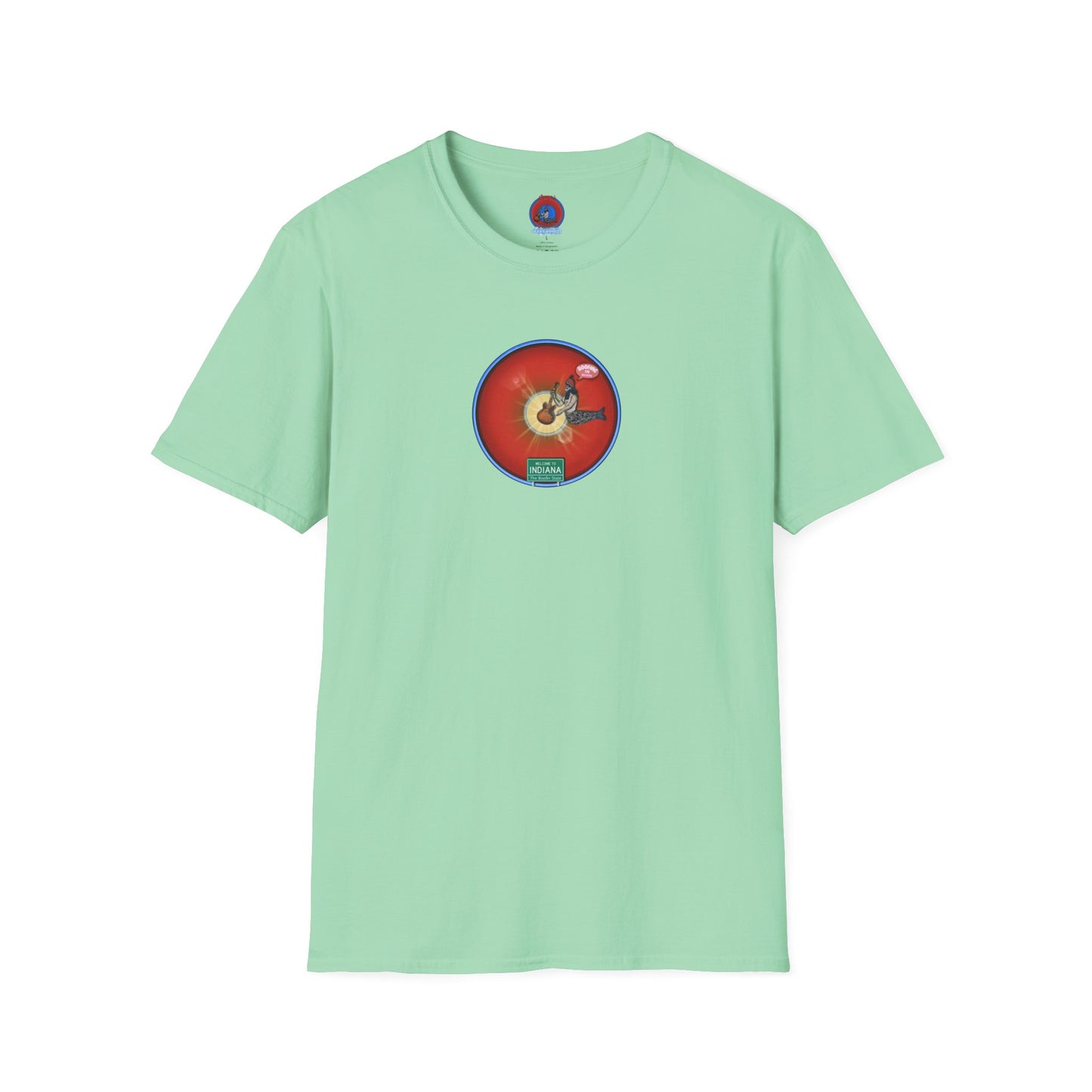 Classic Donut Tee - Unisex Soft-Style - "Indiana is for Boofers" - vivid red/blue plumpy donut - variant 1 - w/toppings