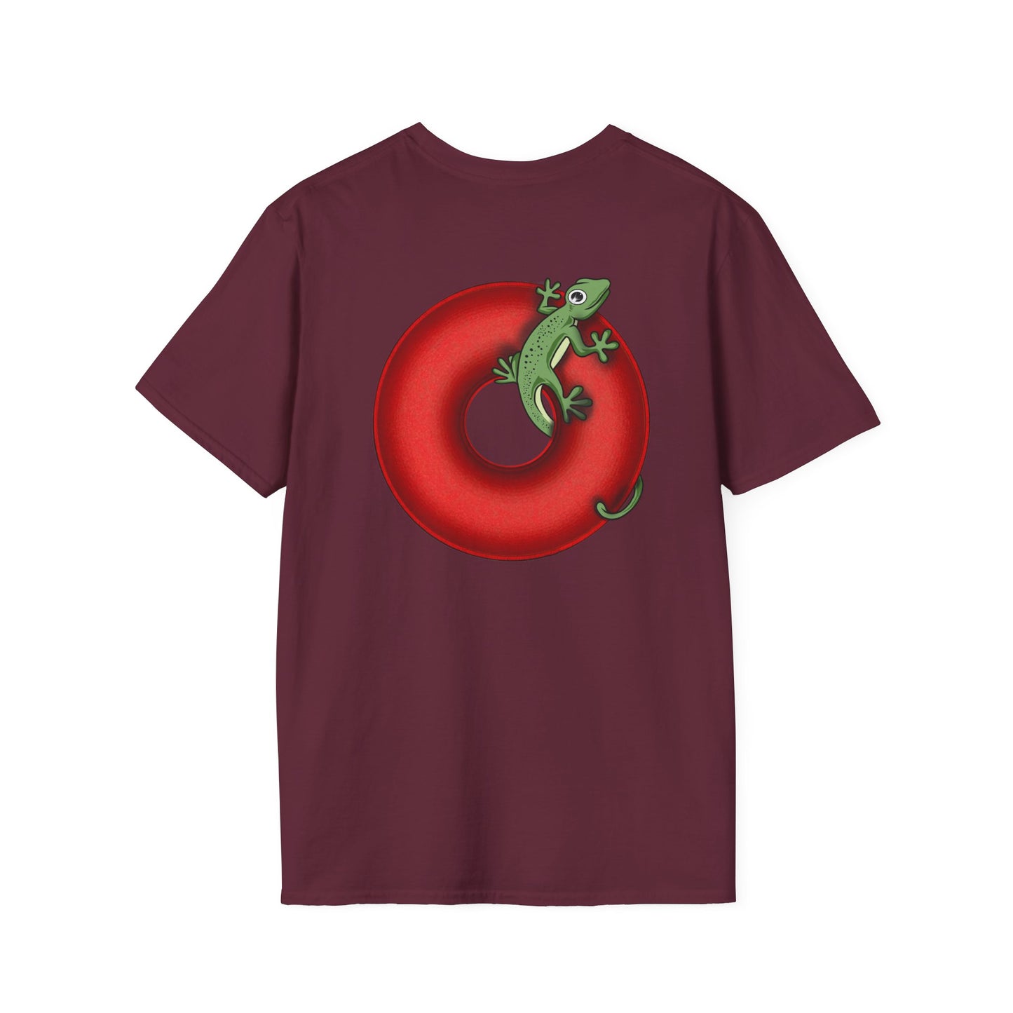 Classic Donut Tee - Unisex Soft-Style - "Practically Extinct Tee Shirt" - plump vivid red donut - variant 1
