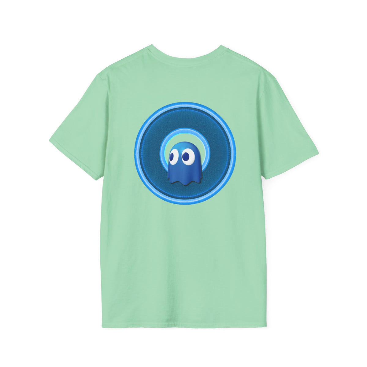 Classic Donut Tee - Unisex Soft-Style - "The Story of the Donut - a Ghostly Good Time" - variant 2 - blue/light blue rustic donut