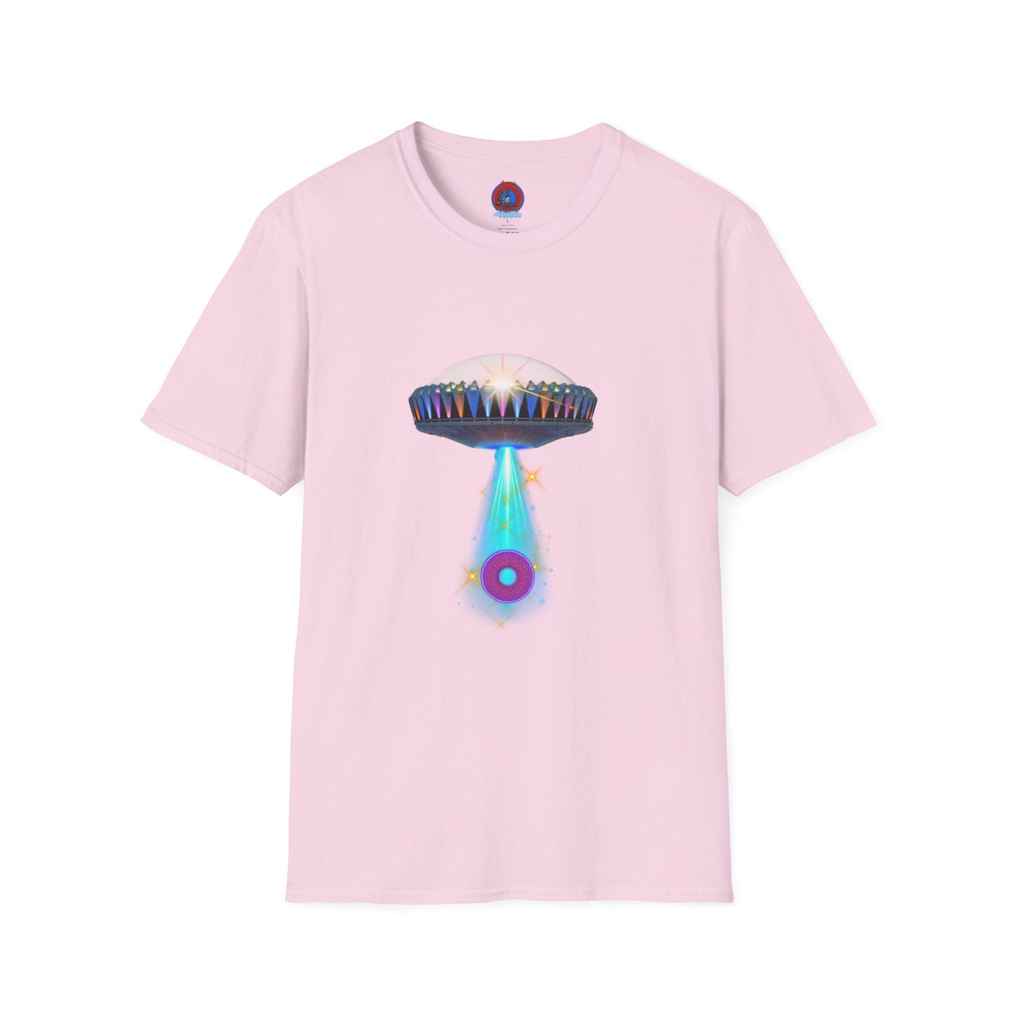 Classic Donut Tee - Unisex Soft-Style - "Donuts now Served on the Mothership" - series 1.0  - variant 6  - tractor-beamed donut