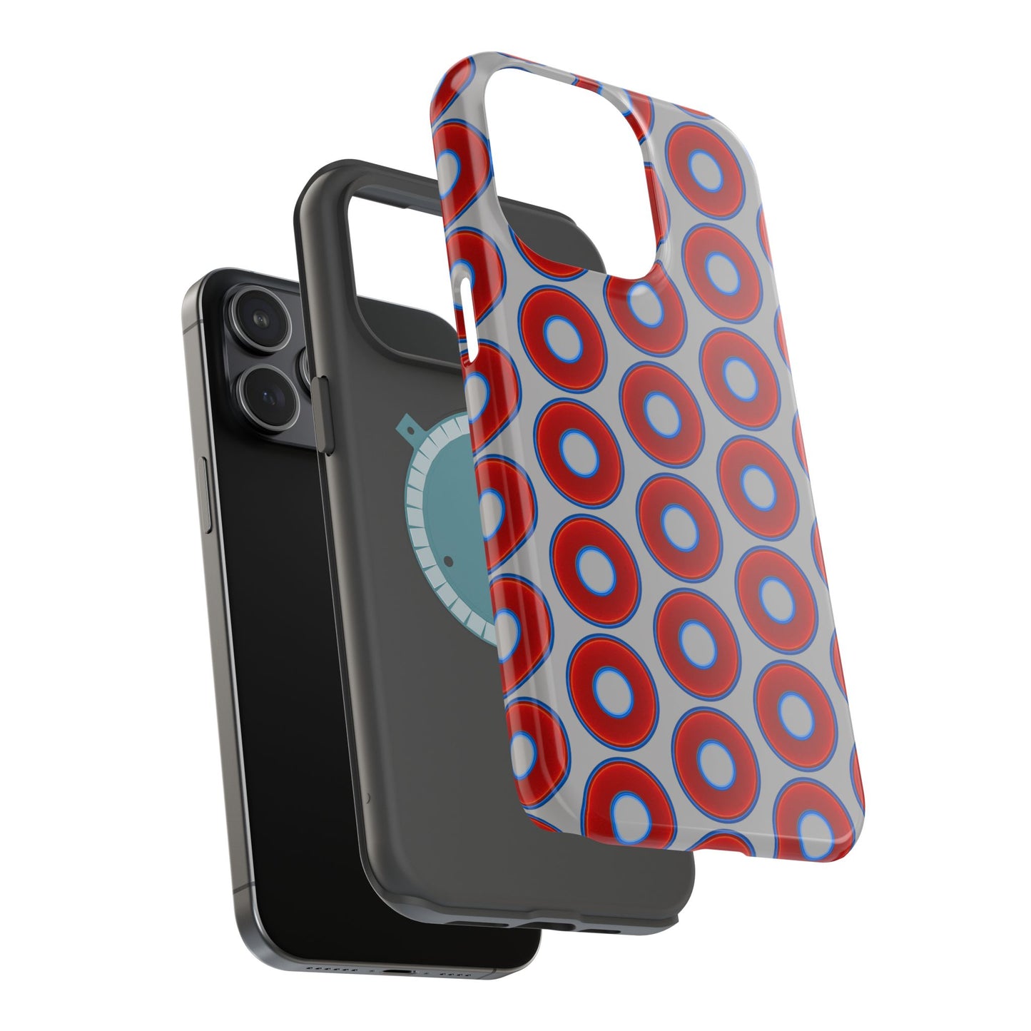 Magnetic Tough Donut Case - red vivid donut print w/light gray background