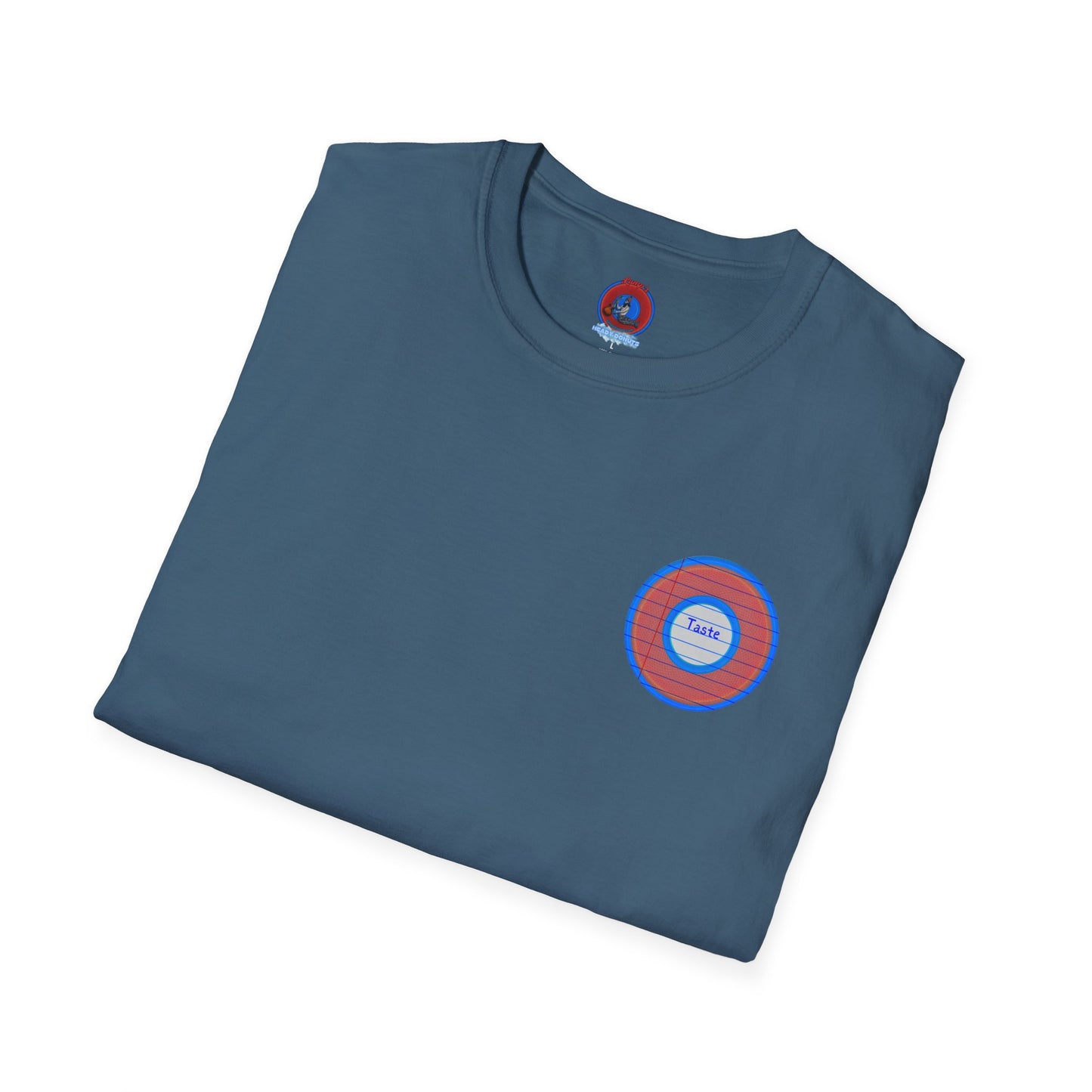 Classic Donut Tee - Unisex Soft-Style - "That's 1 Tasty Donut" - series 1.0  - variant 1 - red donut w/blue ink
