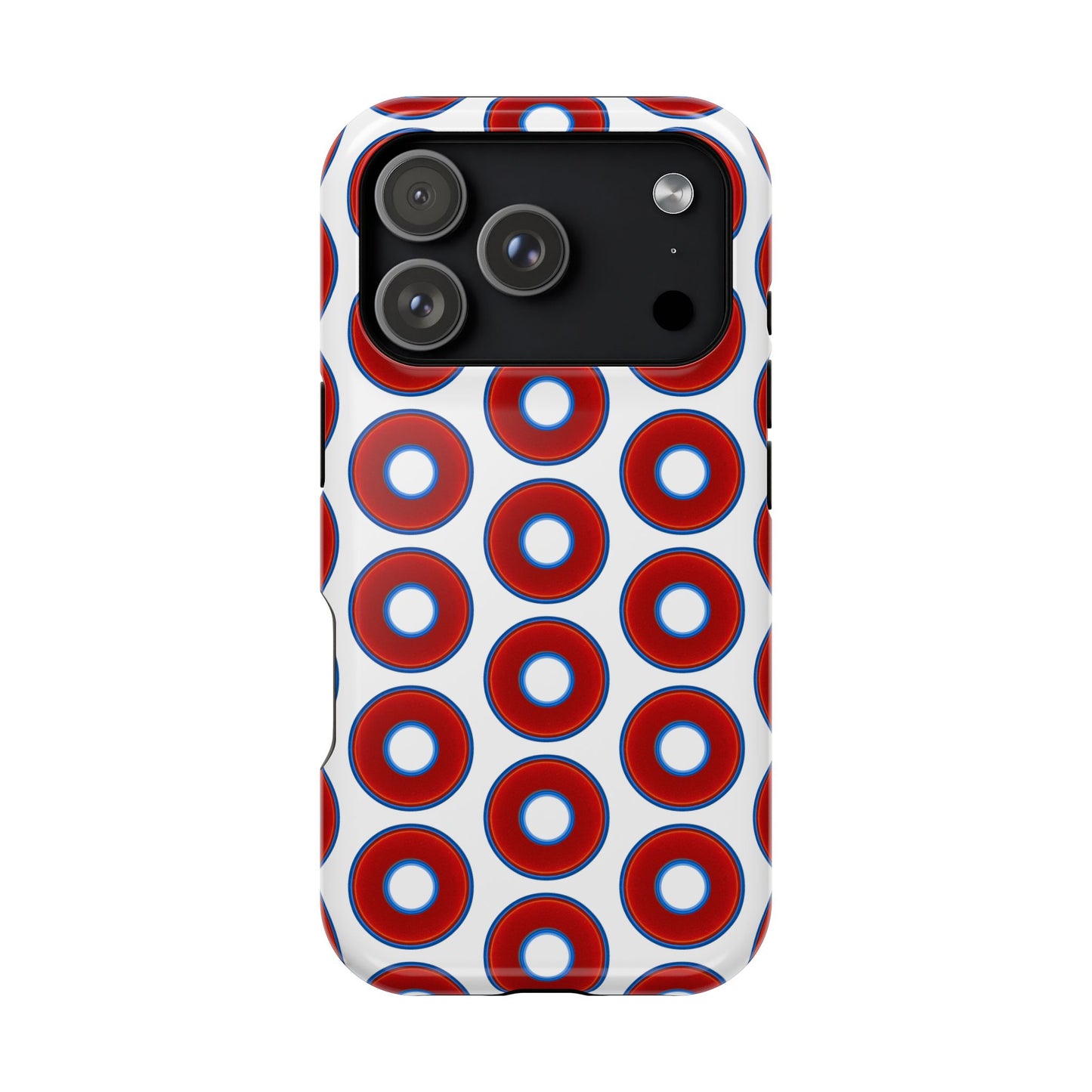 Impact-Resistant Lumpy Donut Case - red vivid donut print w/white background