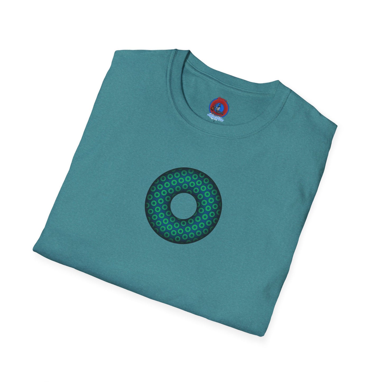 Plain Donuts/Unisex Soft-Style - "Plain Paradoxical Grided Donuts" - light green/midnight teal donuts