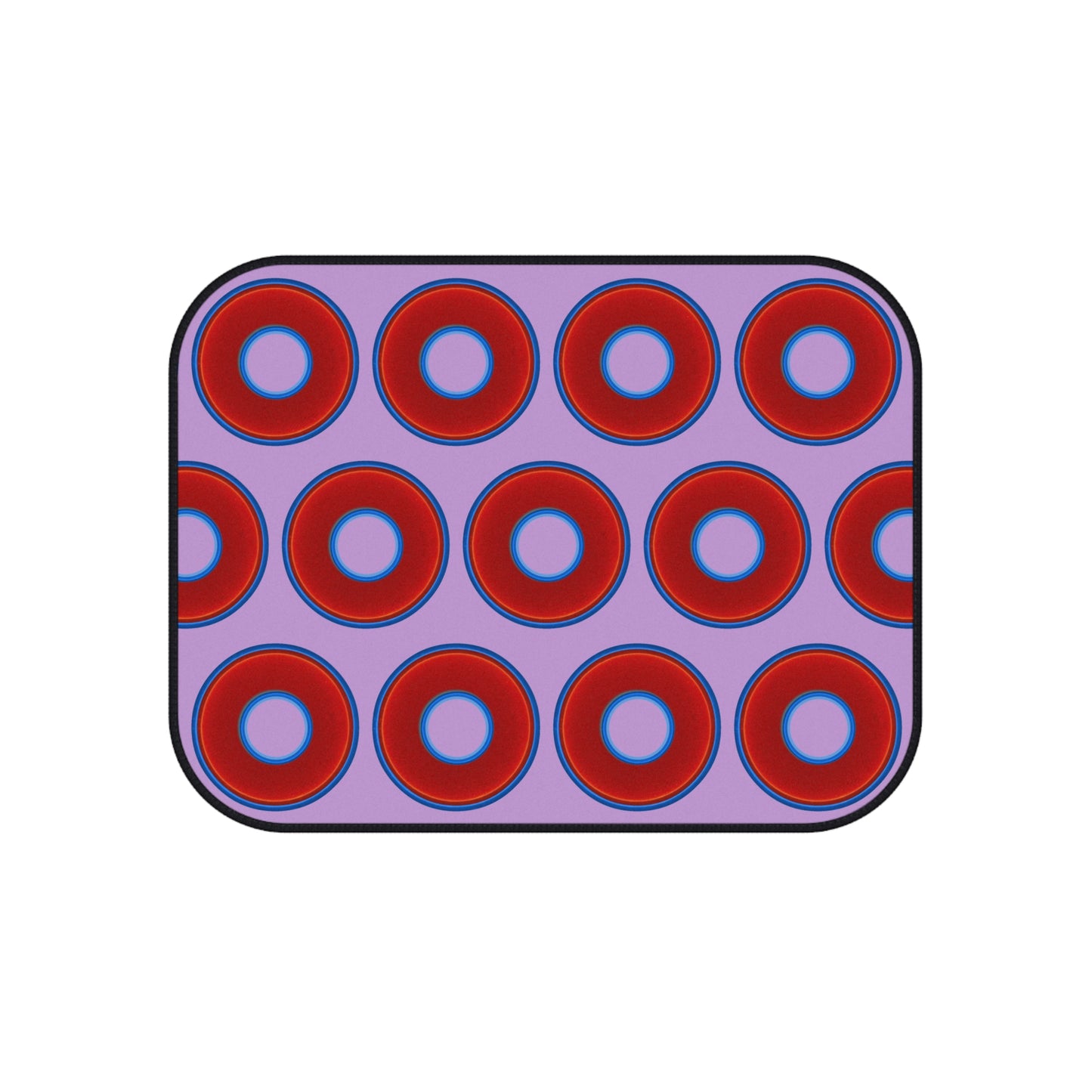 Contacted Car Mats - vivid donut print w/wisteria purple background