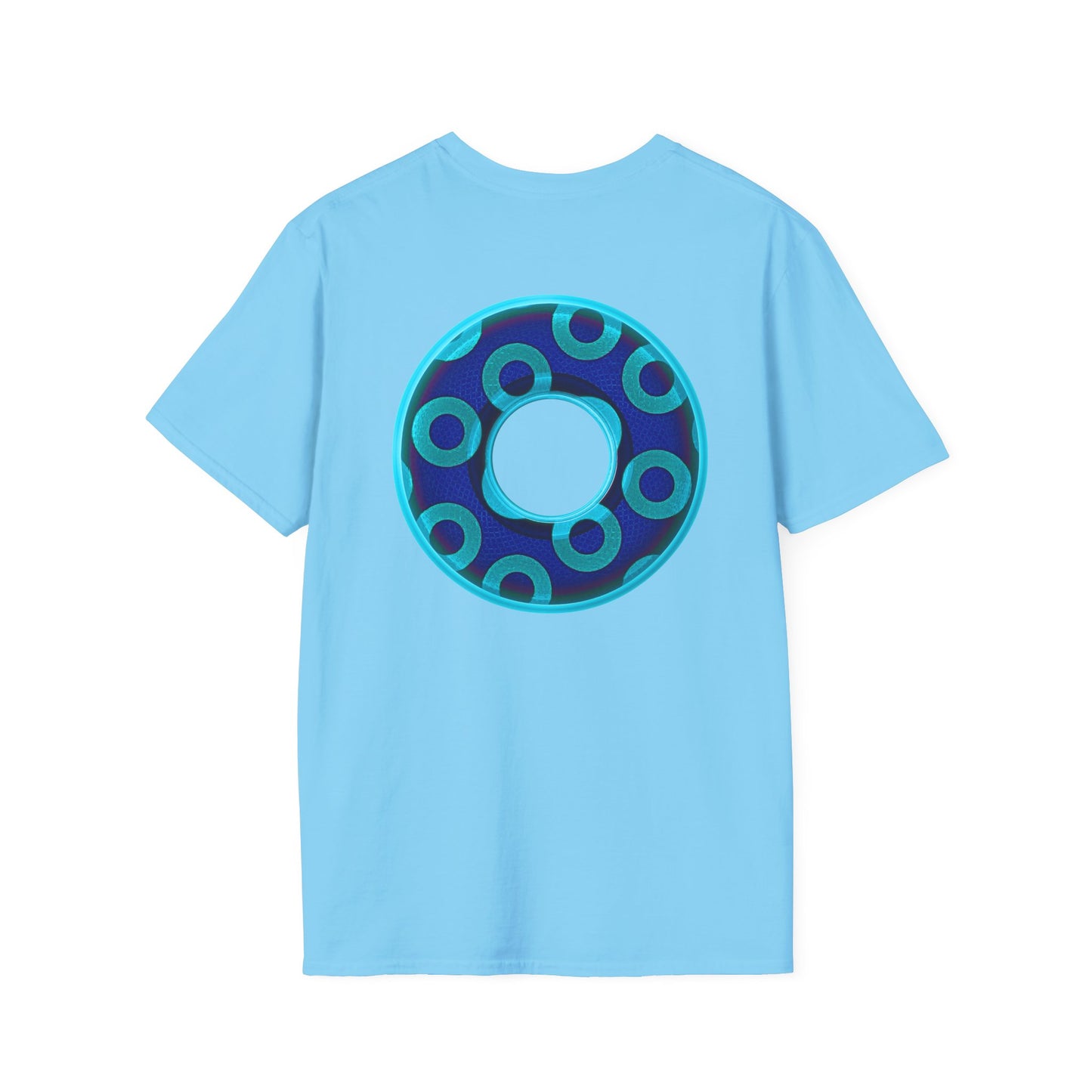 Plain Donuts/Unisex Soft-Style - "Plain Rustic Paradoxical Donuts" - aquamarine/dark blue donuts