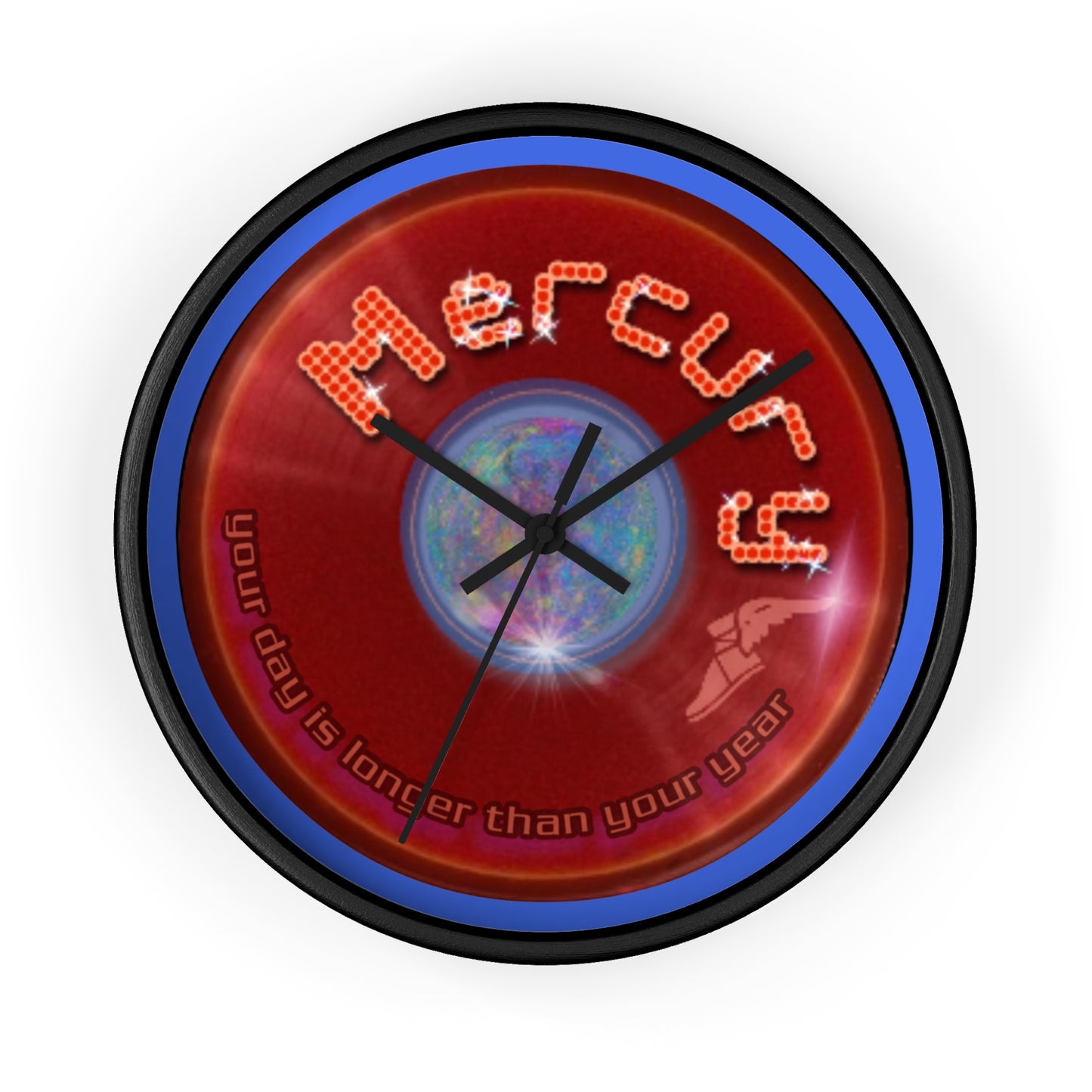 Lumpy Wall Clock - "Donuts of the Gods" - variant 5 - red vivid donut w/royal blue background