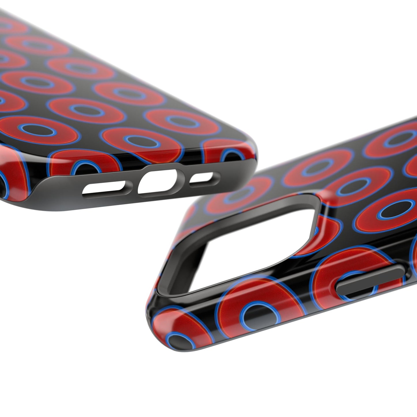 Impact-Resistant Lumpy Donut Case - red vivid donut print w/black background