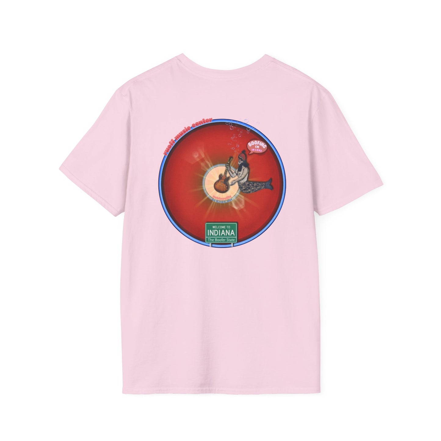 Classic Donut Tee - Unisex Soft-Style - "Indiana is for Boofers" - vivid red/blue plumpy donut - variant 1 - w/toppings