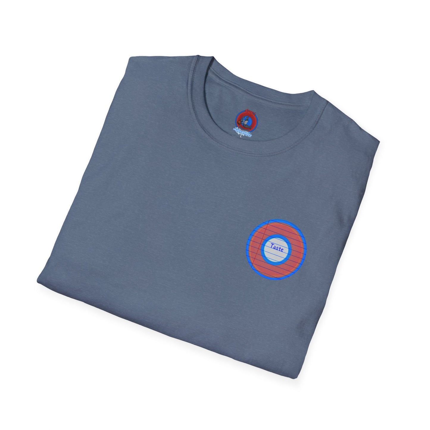 Classic Donut Tee - Unisex Soft-Style - "That's 1 Tasty Donut" - series 1.0  - variant 1 - red donut w/blue ink