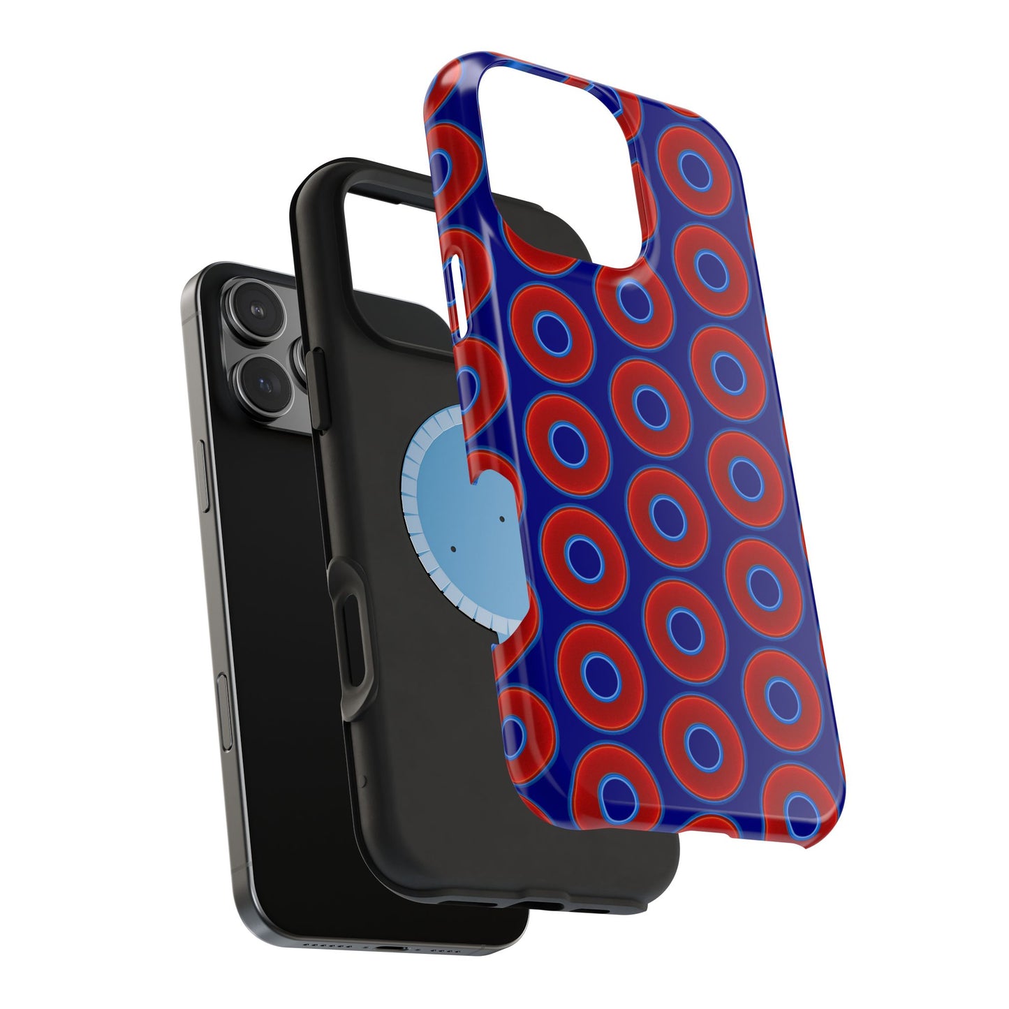 Magnetic Tough Donut Case - red vivid donut print w/vivid navy blue background