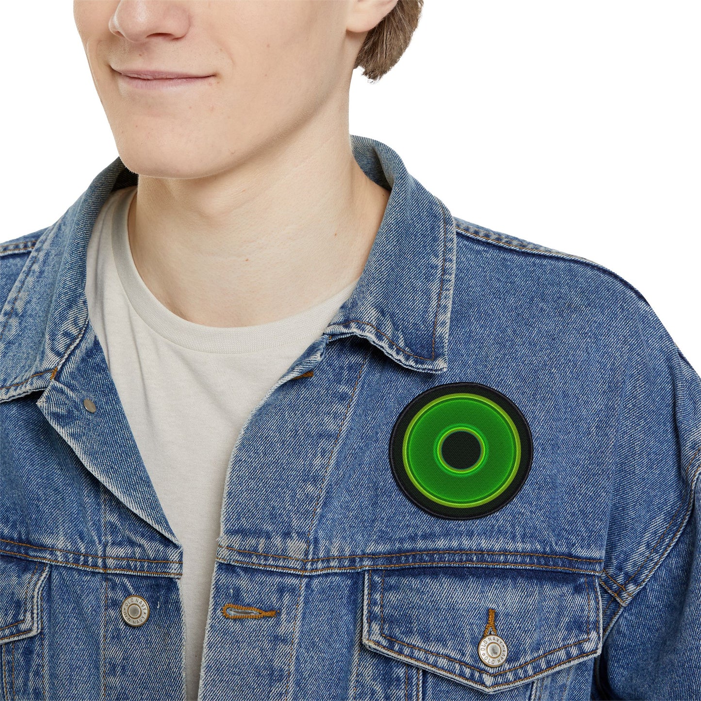 Iron-On Donut Patch - "Plain Vivid Donut" - green donut