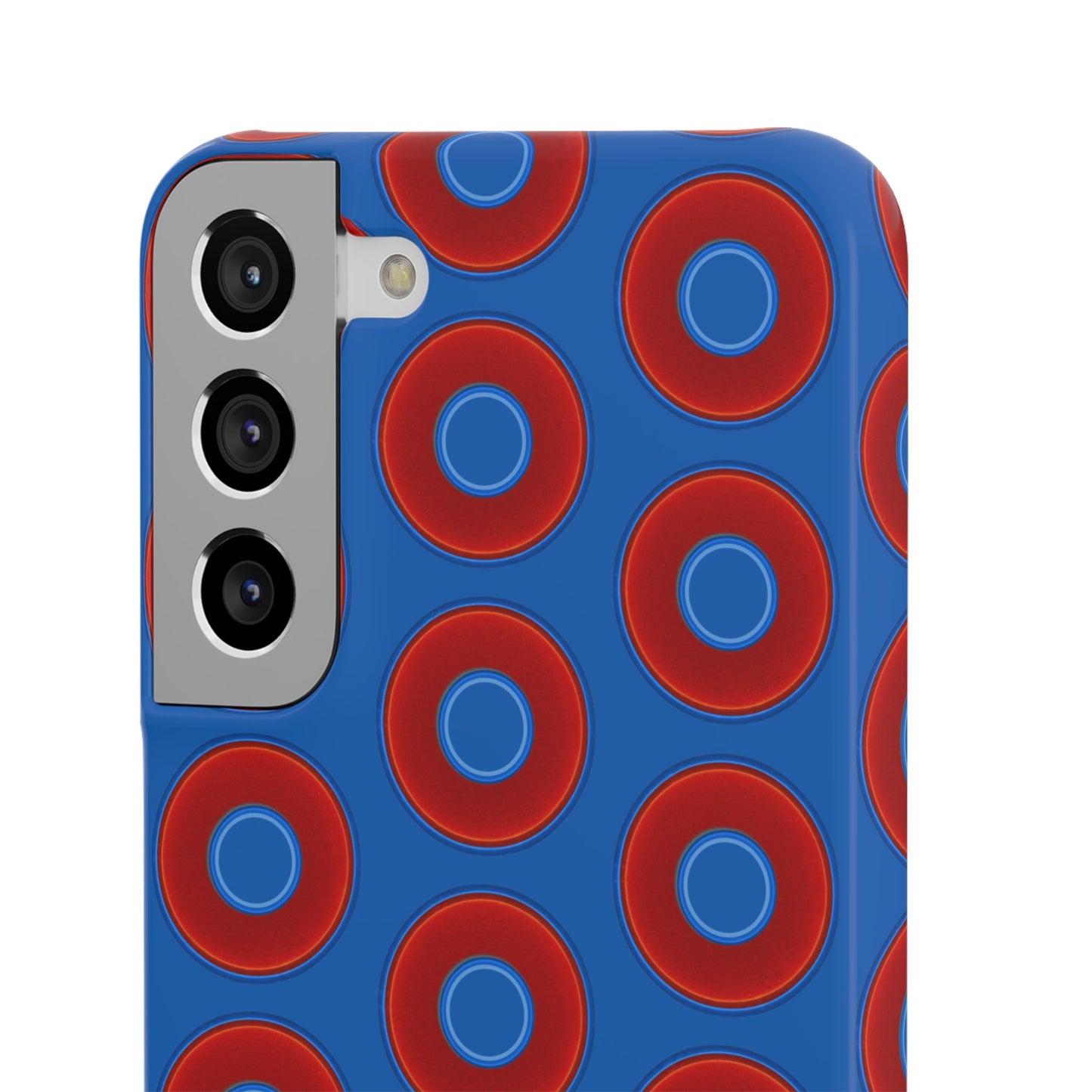 Lumpy Donut Snap Case - red vivid donut print w/dark royal background
