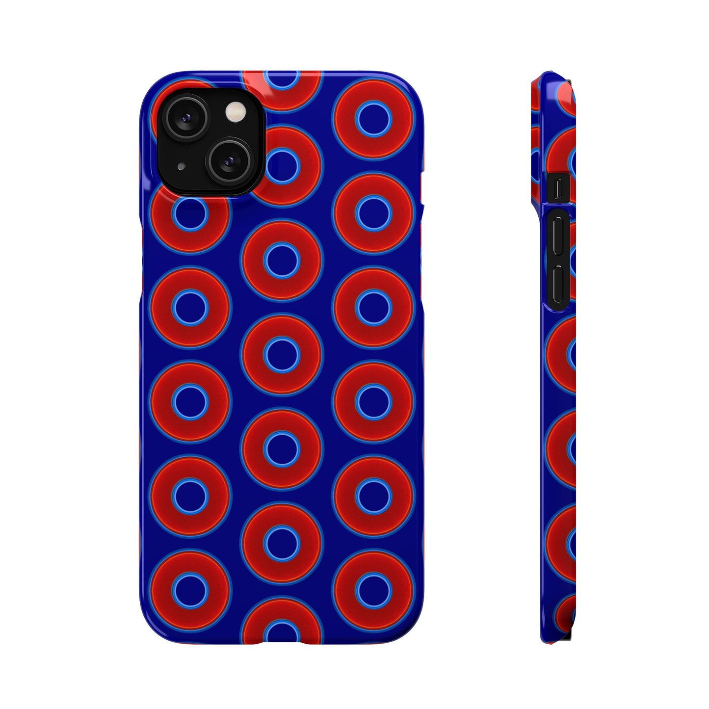 Lumpy Donut Snap Case - red vivid donut print w/vivid navy blue background