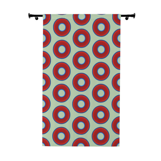 Lump's Heady Curtain w/Donuts - vivid red donut print - w/seafoam green background - [*1 Piece / 50" x 84"]
