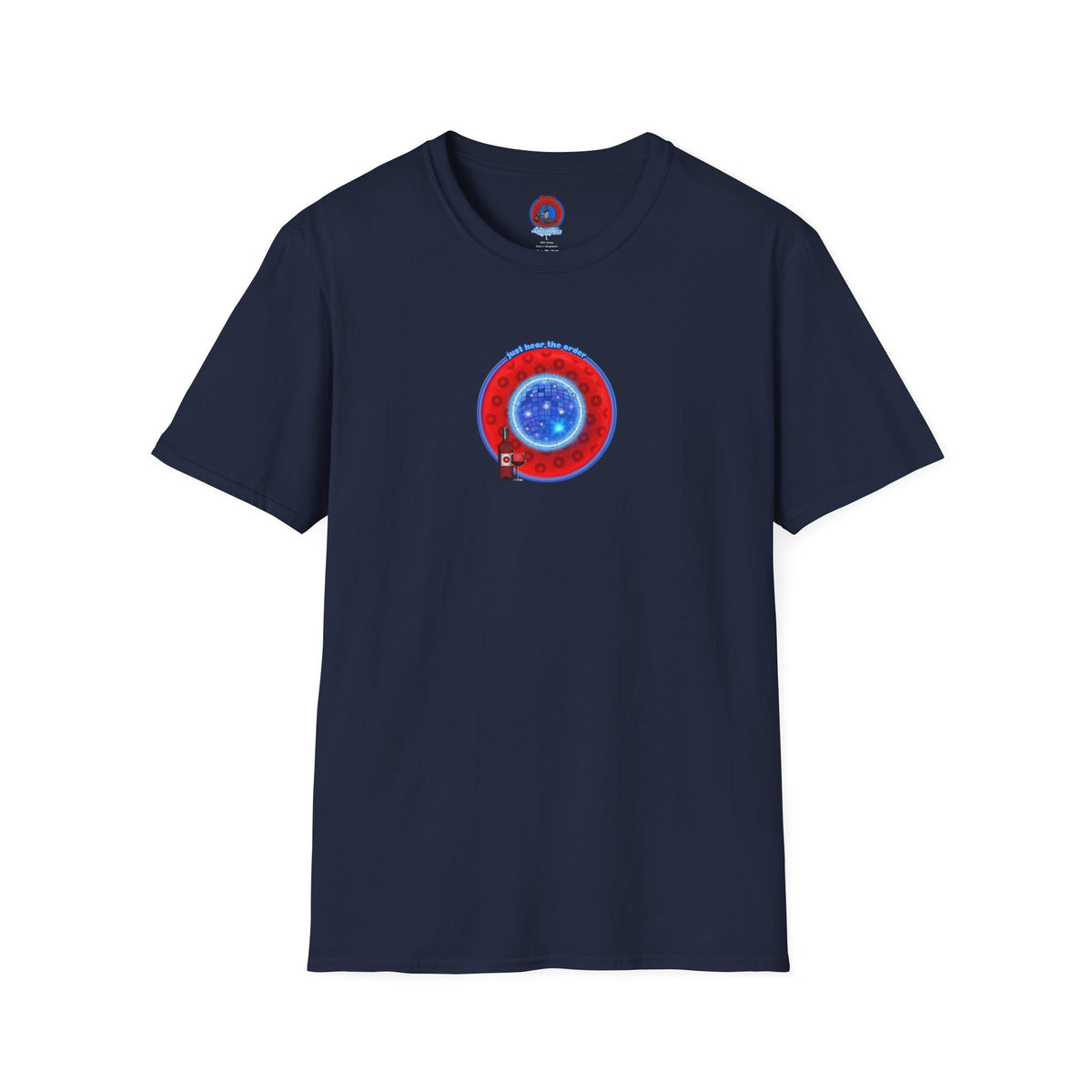 Classic Donut Tee - Unisex Soft-Style - "The Skipper's Donut" - red/blue paradoxical widemouthed donut - variant 1