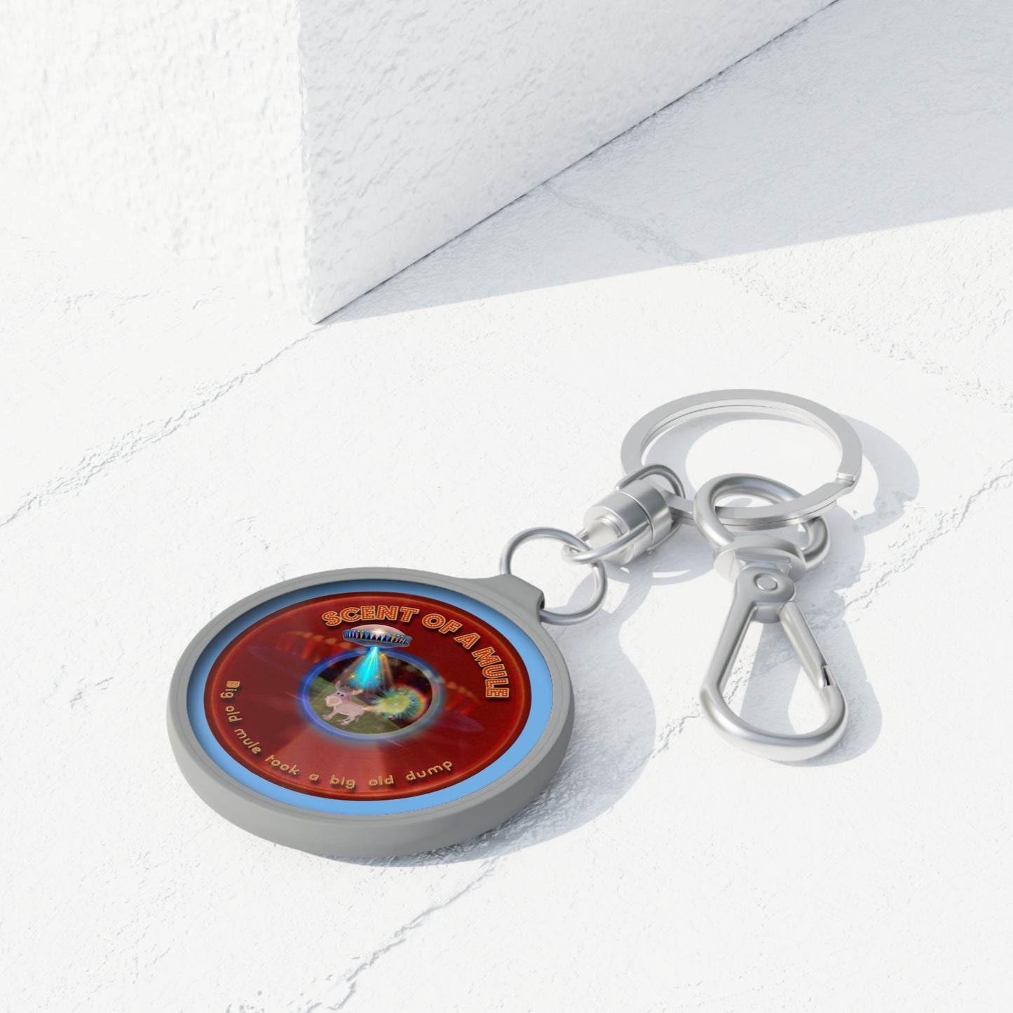 Lumpy Donut Keychain - "Donuts? In Tomahawk County? " - series 1.0 - variant 2 - red donut