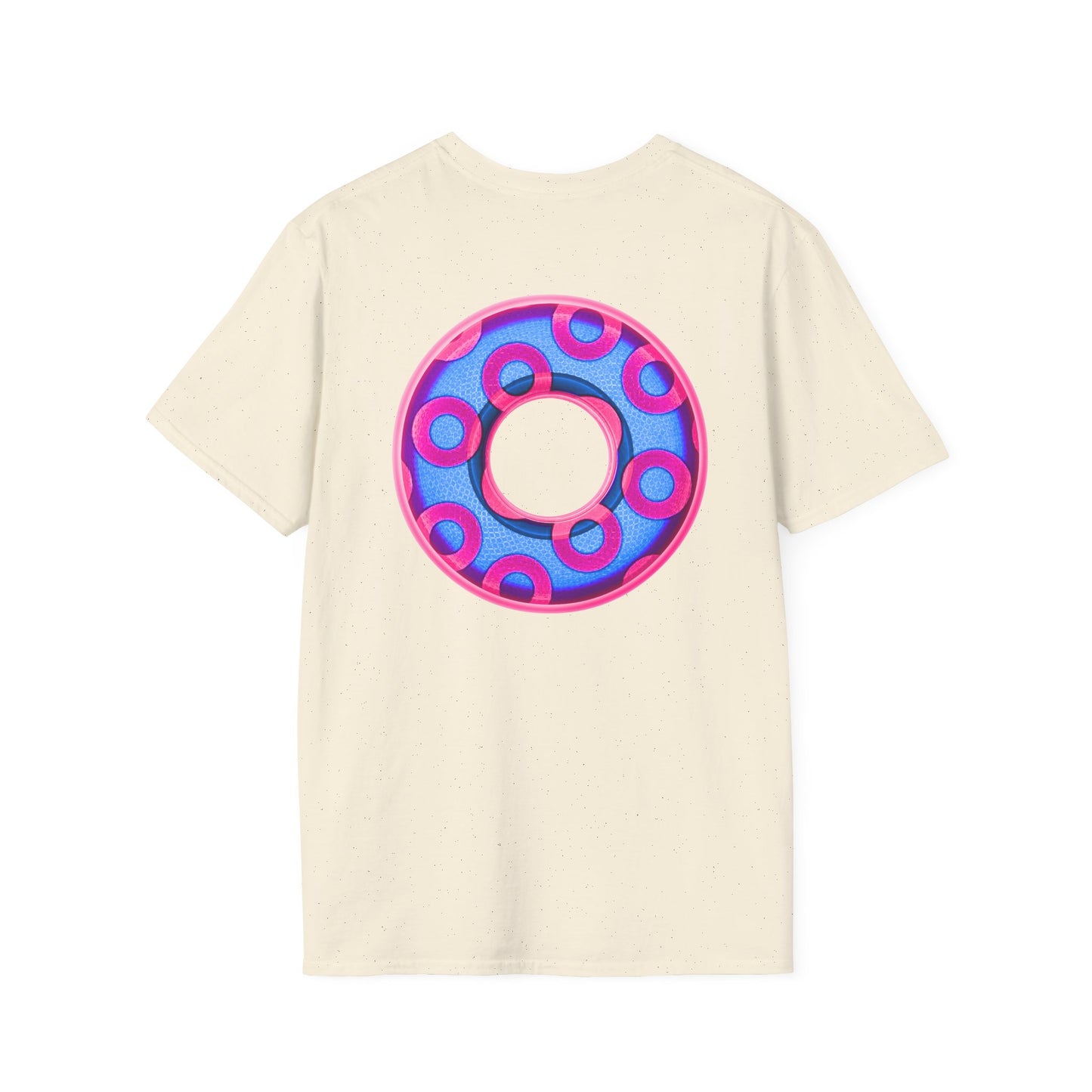 Plain Donuts/Unisex Soft-Style - "Plain Rustic Paradoxical Donuts" - light blue/magenta donuts