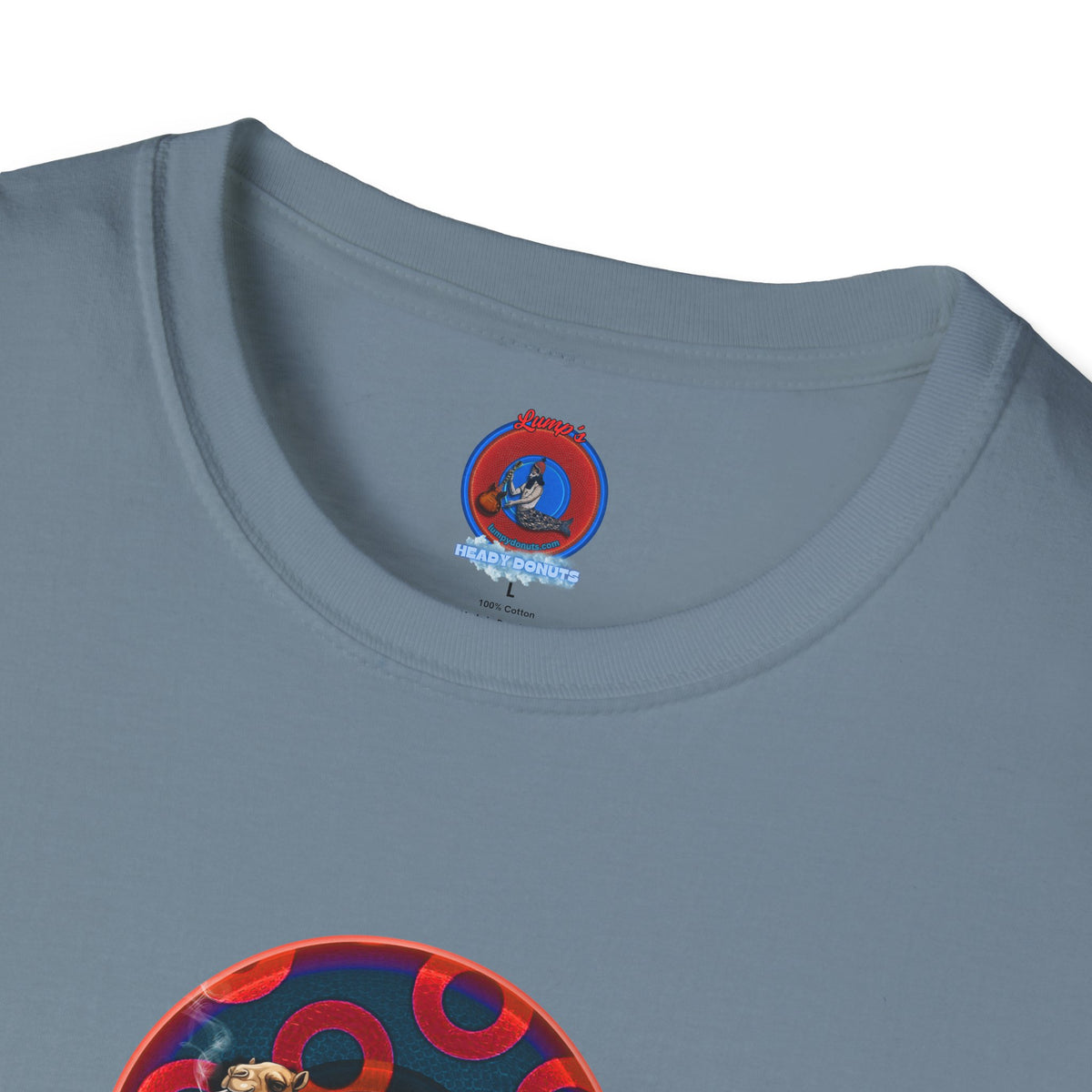 Classic Donut Tee - Unisex Soft-Style - "Joe Camel's Super Cool Donut" - rustic paradox donut - dark navy/red donuts