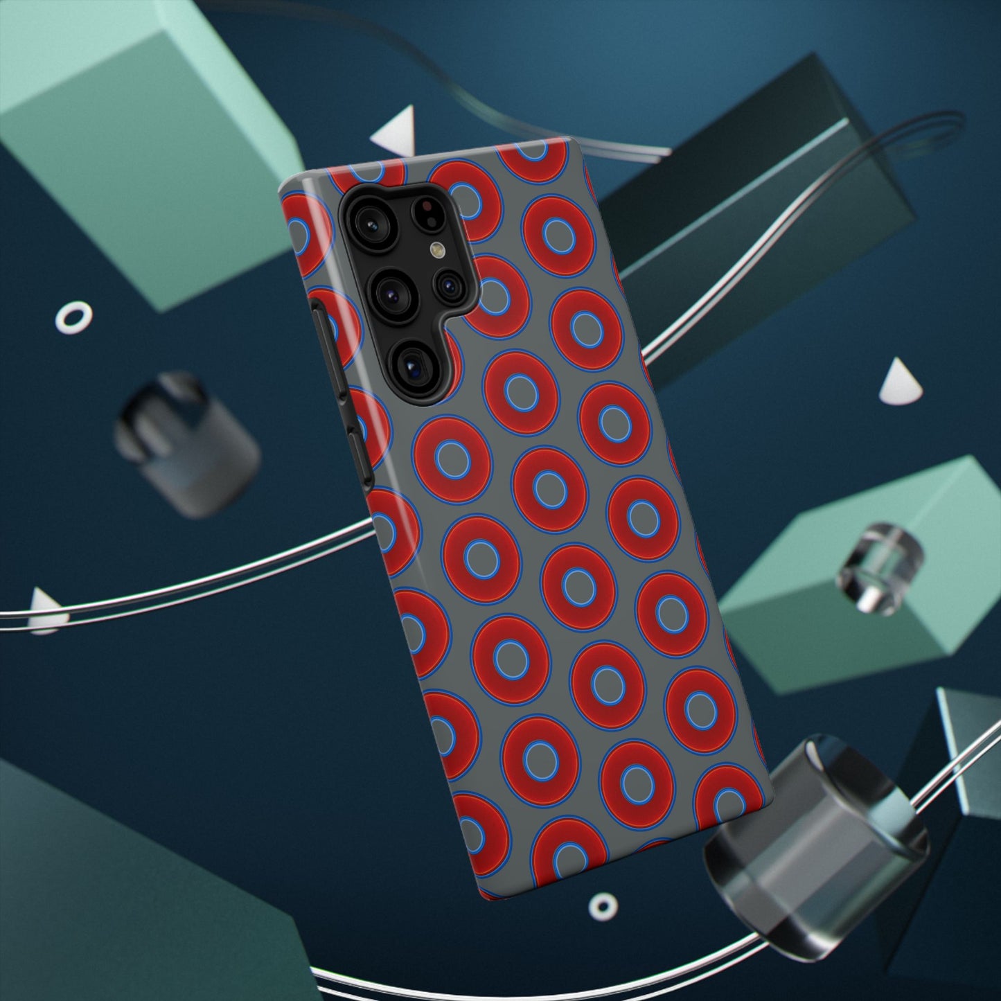 Impact-Resistant Lumpy Donut Case - red vivid donut print w/dark gray background