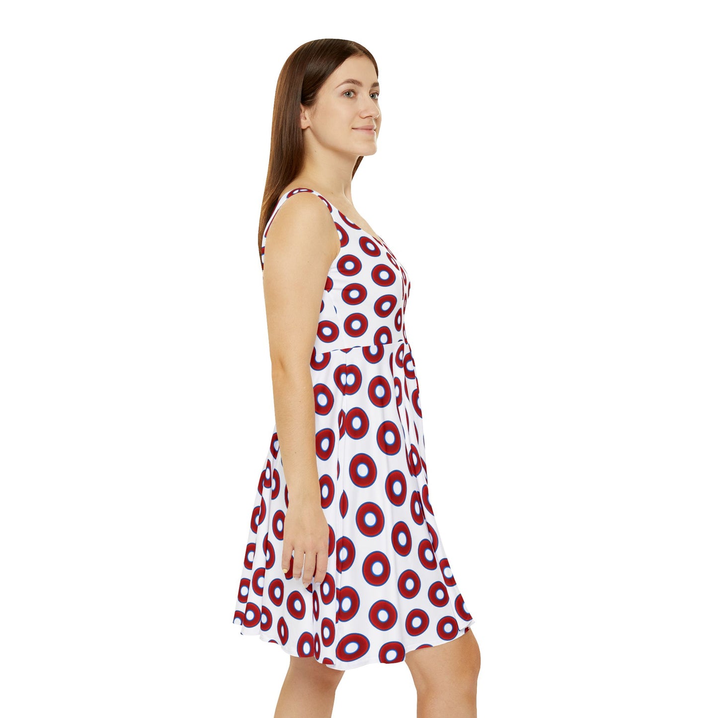 Women's Skater Donut Dress - vivid red donut print w/white background