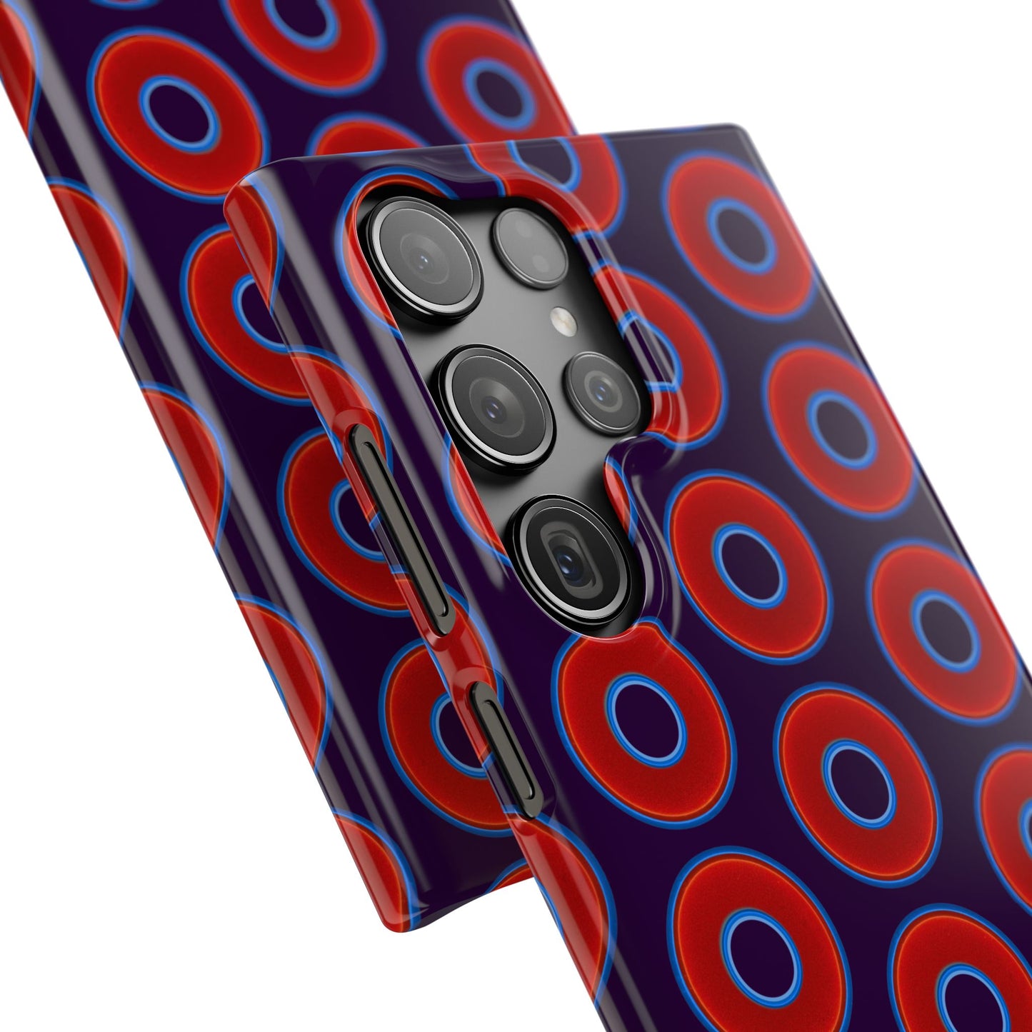 Lumpy Donut Snap Case - red vivid donut print w/midnight purple background