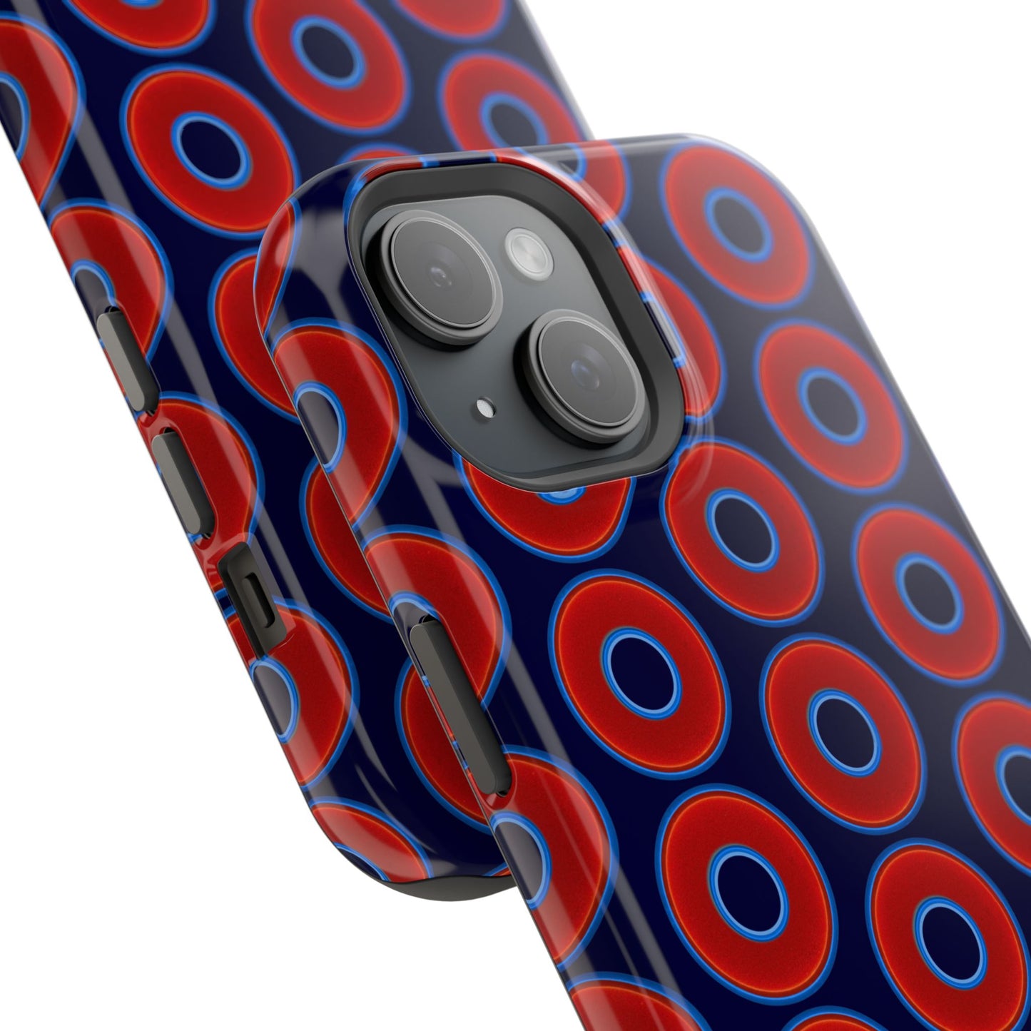 Magnetic Tough Donut Case - red vivid donut print w/midnight blue background
