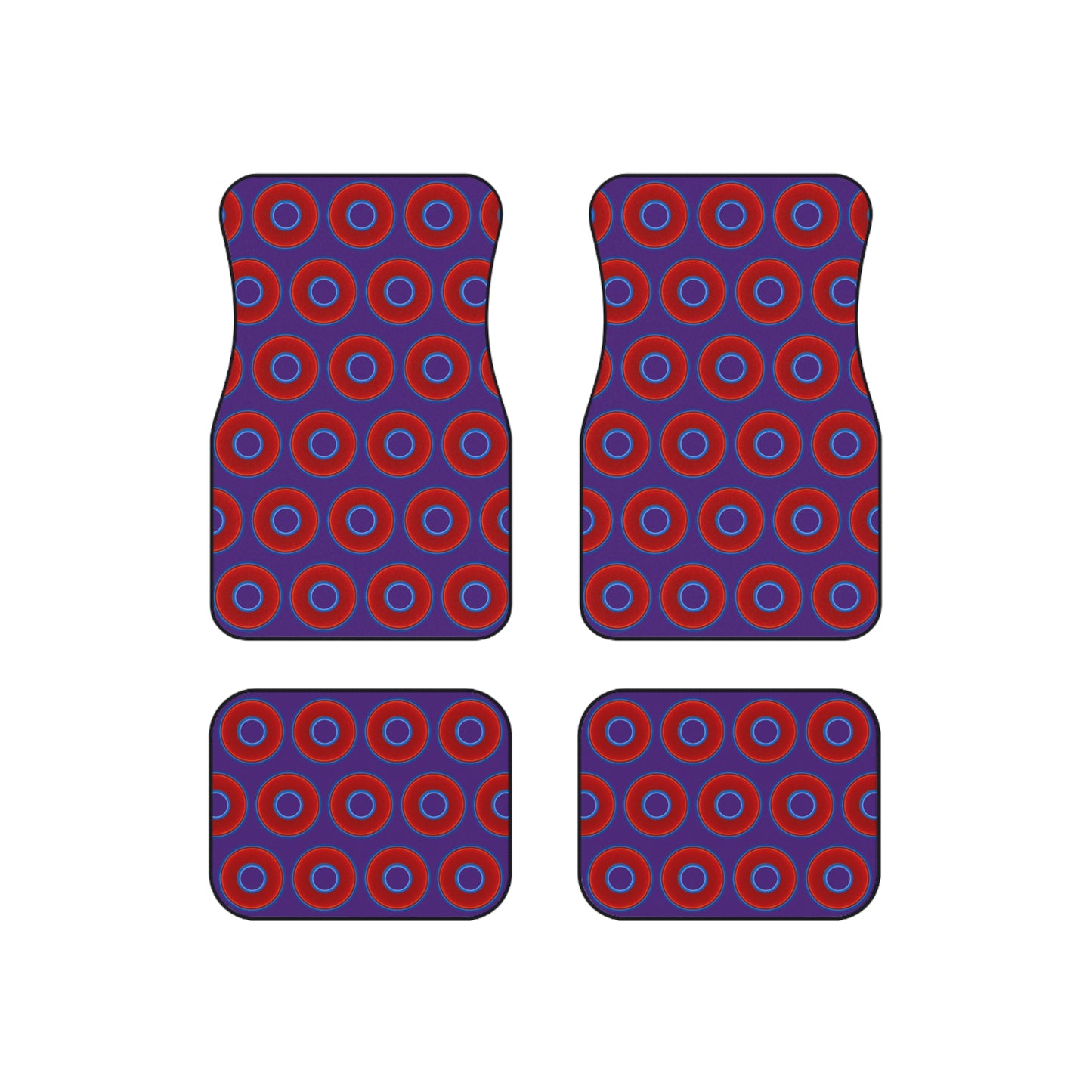 Contacted Car Mats - vivid donut print w/purple background