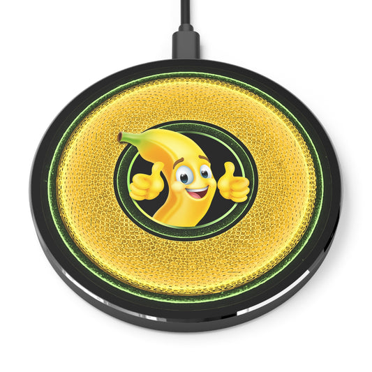 The Flow - Wireless Lumpy Donut Chargers - "This Wireless Power is Bananas" - rustic golden donut w/black background - variant 2