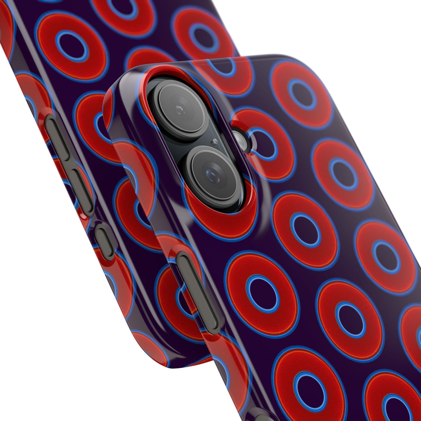 Lumpy Donut Snap Case - red vivid donut print w/midnight purple background