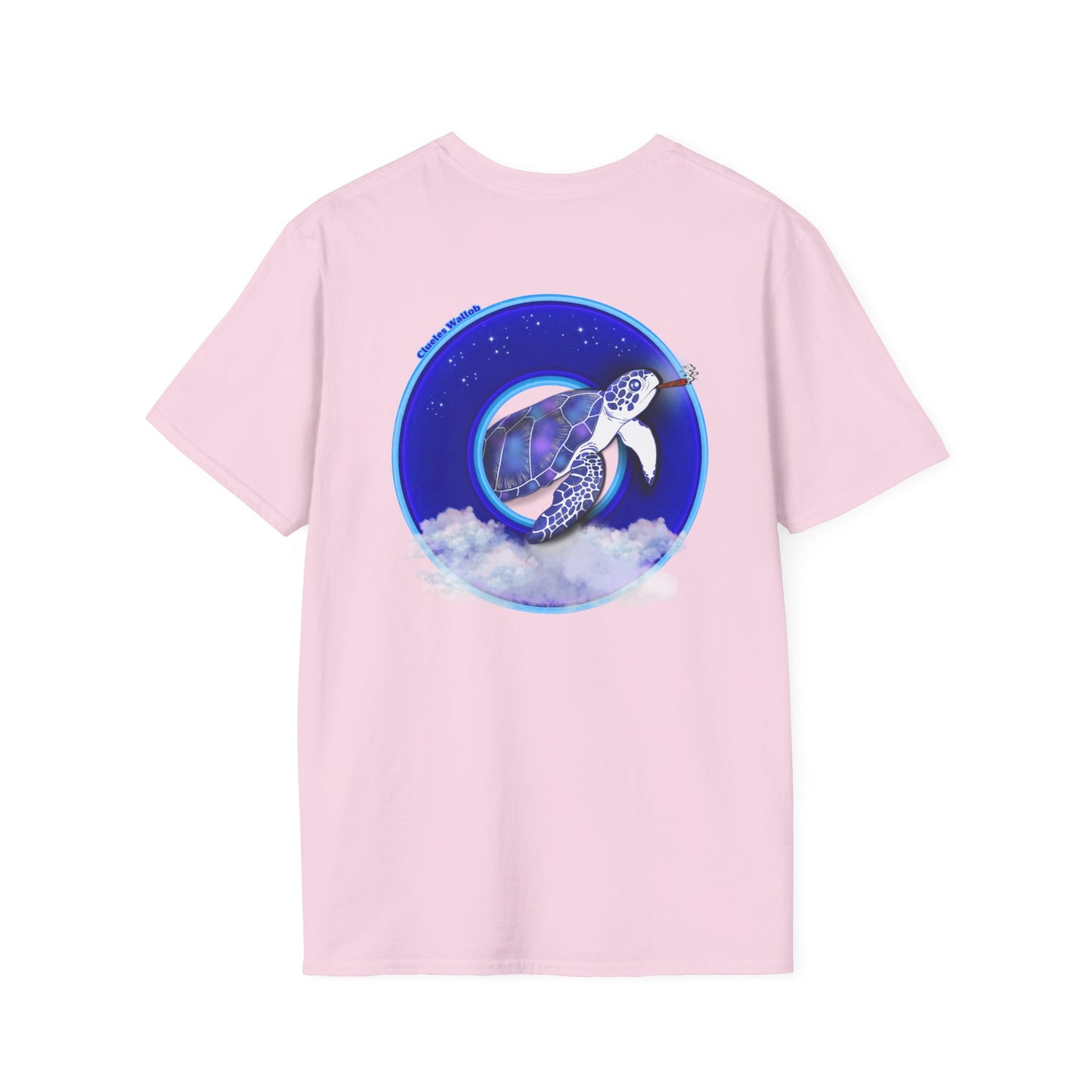 Classic Donut Tee - Unisex Soft-Style - "Clueless Wallob's Donuts" - vivid blue sky donut