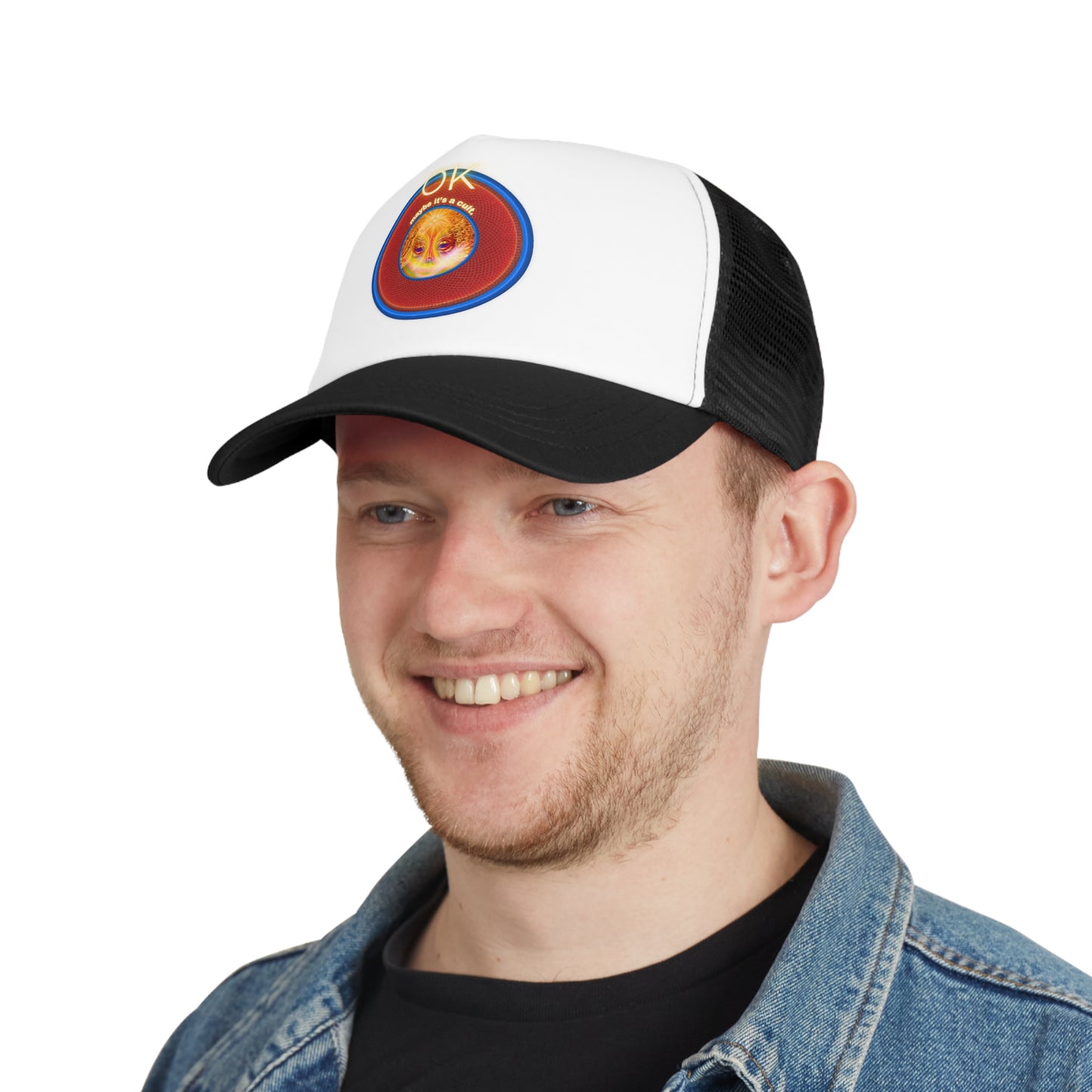 Lumpy Trucker Hat - "Conjurers of Awesome" - variant 3 - red donut