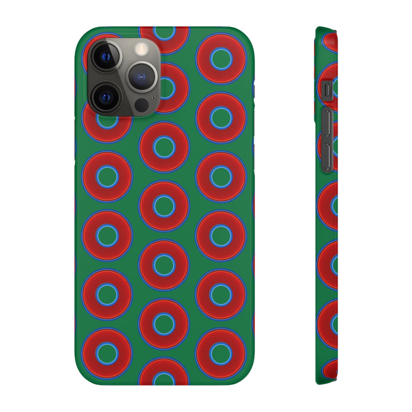 Lumpy Donut Snap Case - red vivid donut print w/green background