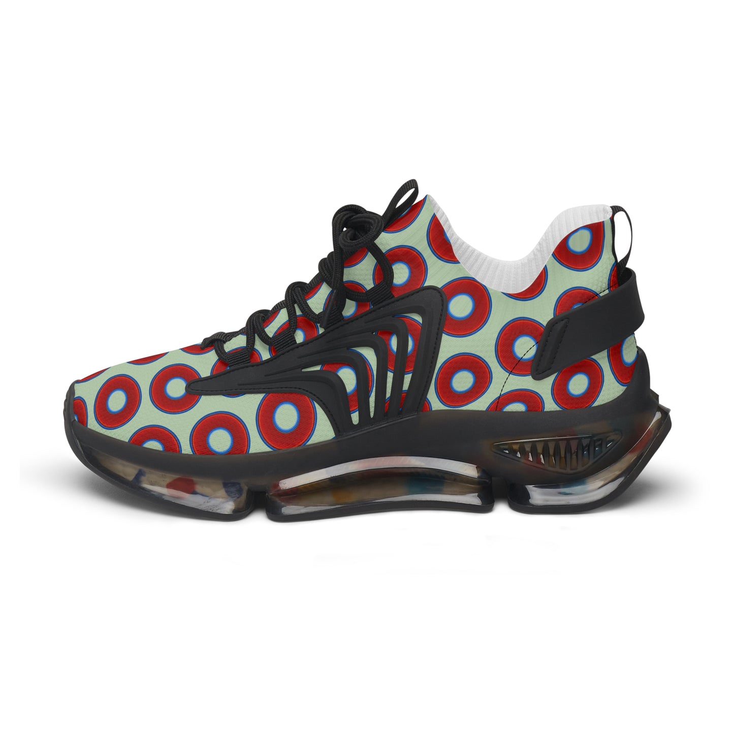 Donut Kicks - red vivid donut print w/seafoam background