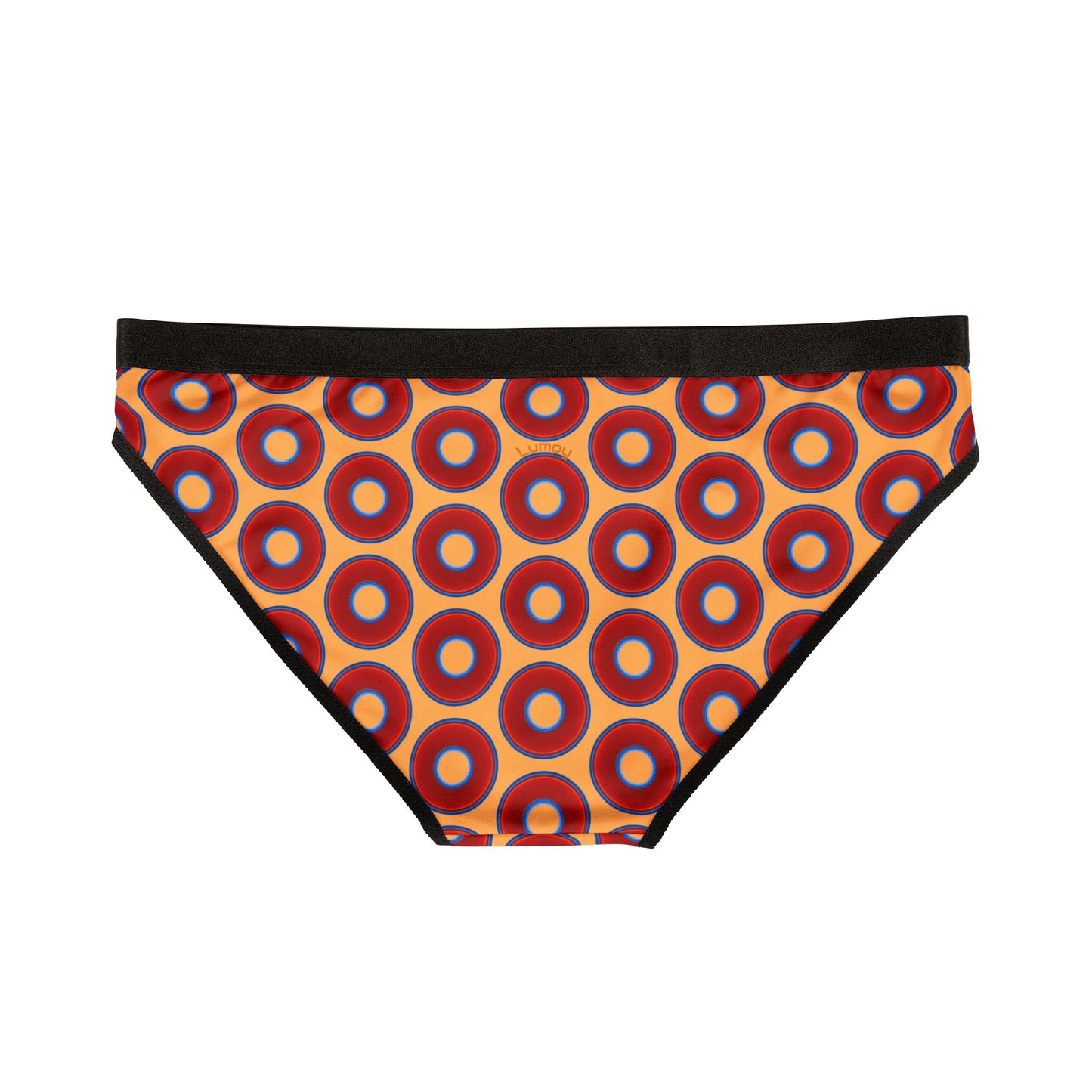 Lumpy Donut Underwear - vivid red donut print w/creamsicle background