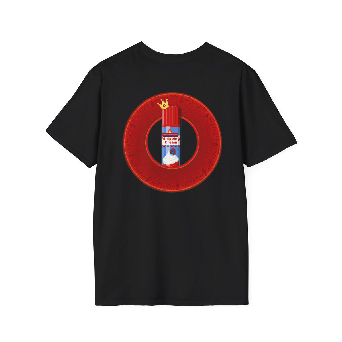 Classic Donut Tee - Unisex Soft-Style - "Princely Wooked Cream in a Can - YEMSG Donut " - vivid red donut