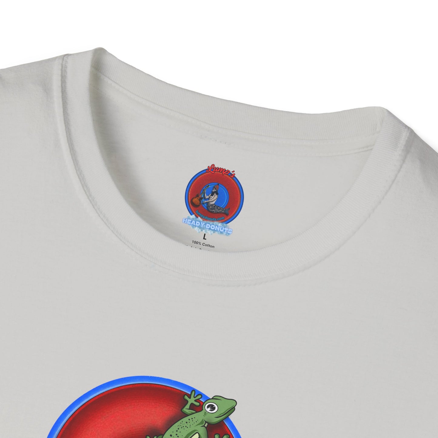 Classic Donut Tee - Unisex Soft-Style - "Practically Extinct Tee Shirt" - plump vivid red donut- variant 2