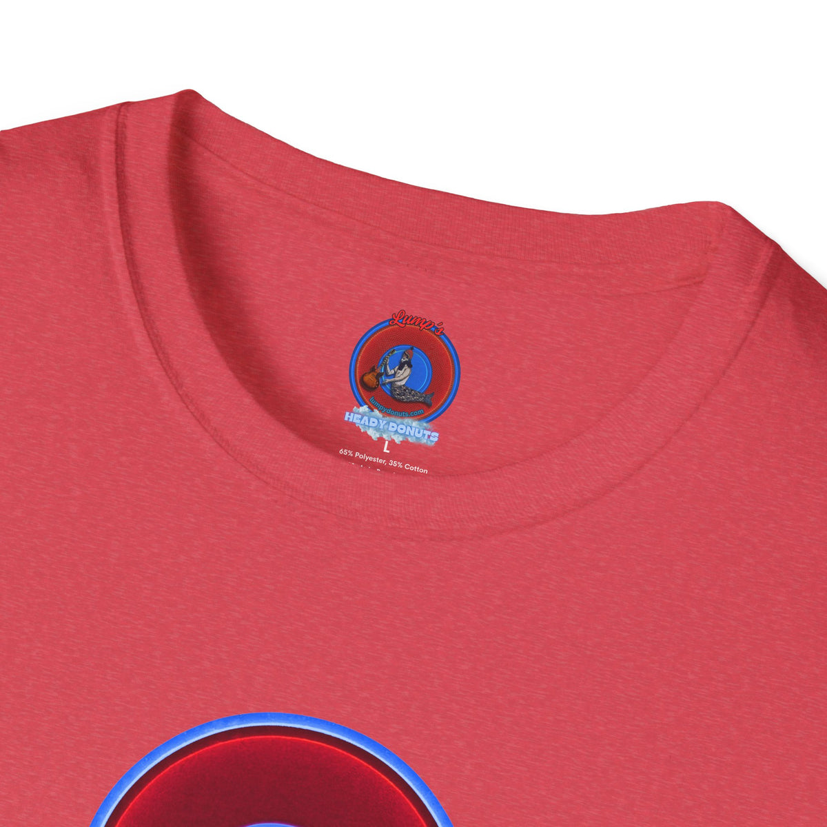 Classic Donut Tee - Unisex Soft-Style - "I am 10% Hydrogen Tee" - vivid red/light blue donut