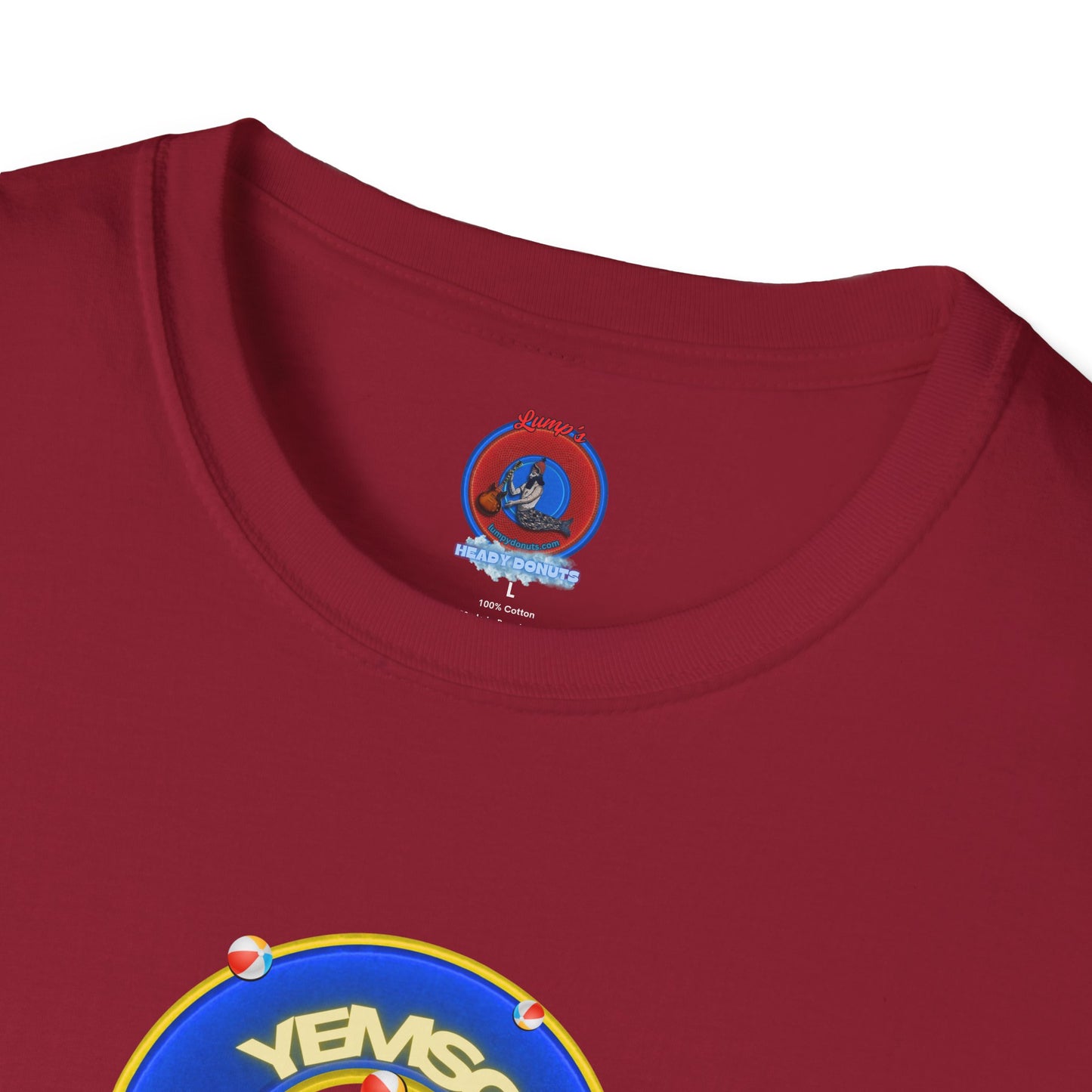 Donut Tee - Unisex Soft-Style - "The Donut's Secret Ingredient? MSG" - vivid blue/yellow donut - variant 2