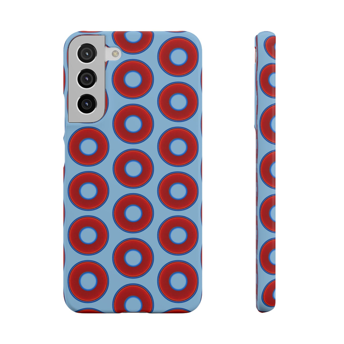 Lumpy Donut Snap Case - red vivid donut print w/sky blue background