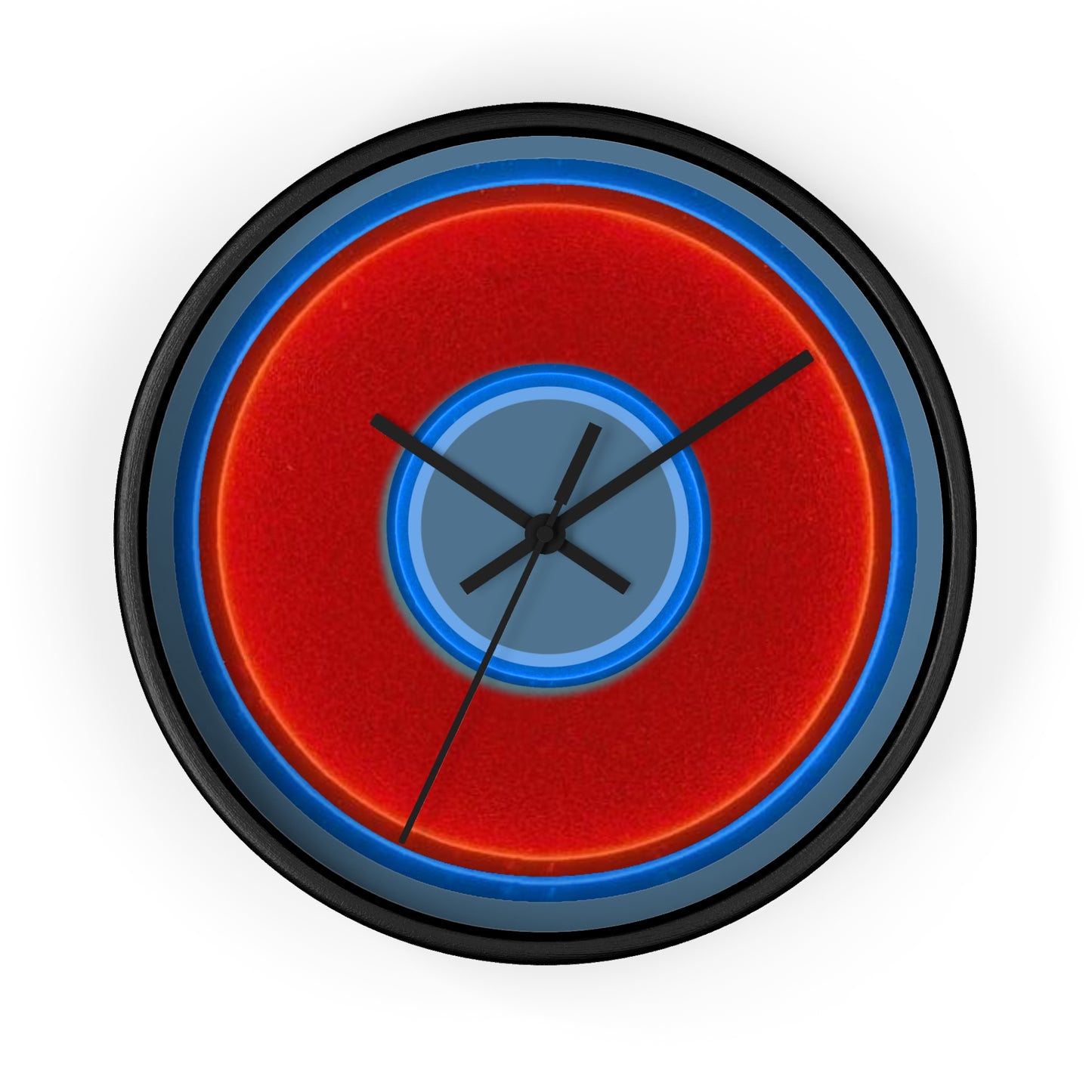 Lumpy Wall Clock - red vivid donut - variant 6 w/steel blue background