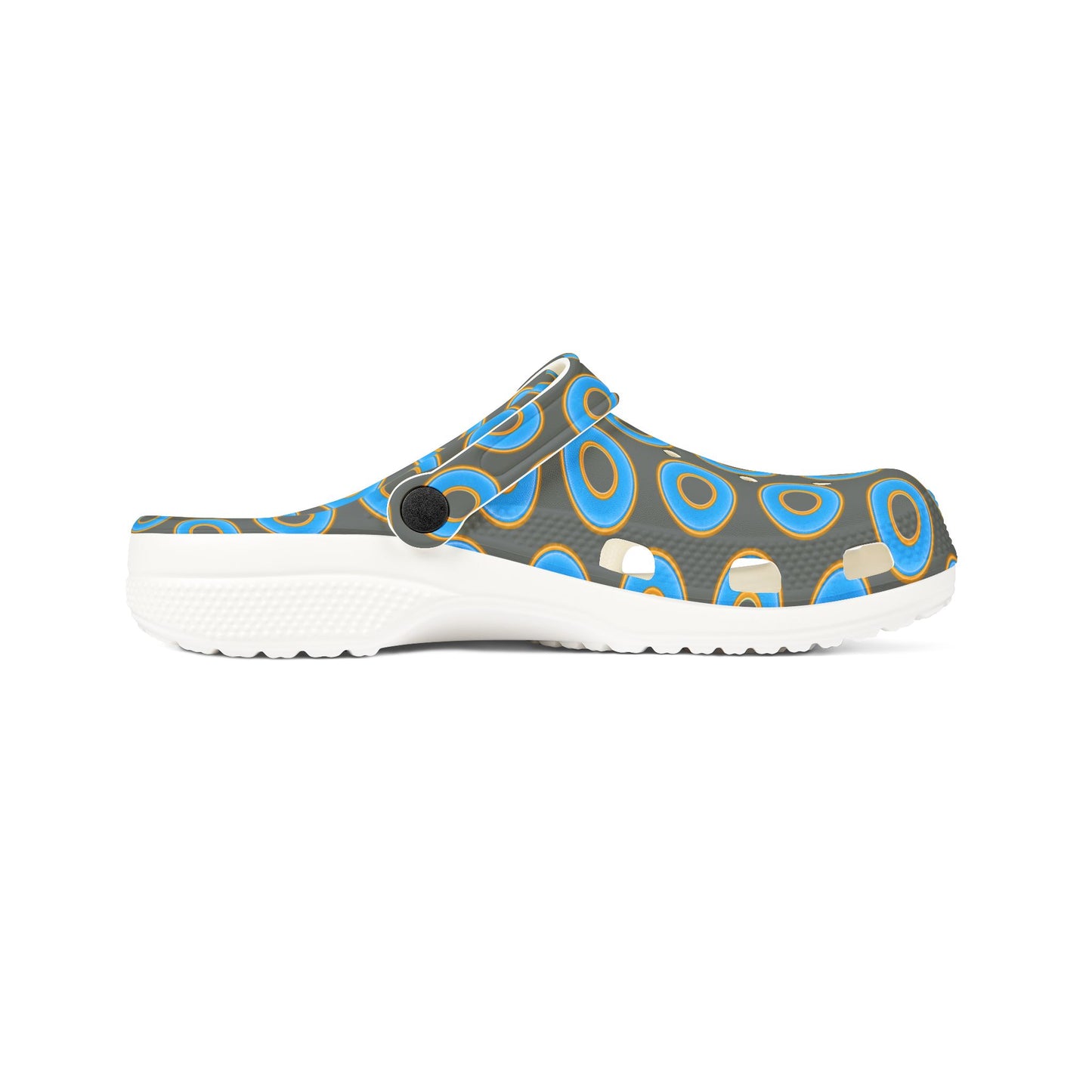 Spatchcocks - donut slip-on shoes - light blue rustic donuts w/dark gray background [unisex]