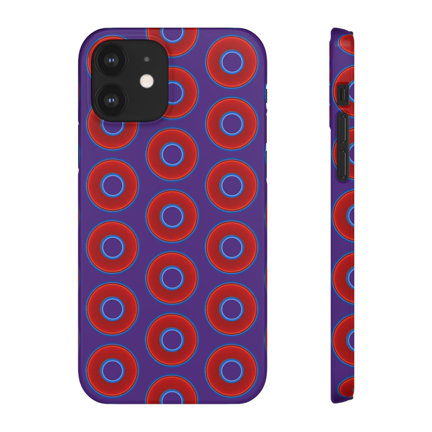 Lumpy Donut Snap Case - red vivid donut print w/dark purple background