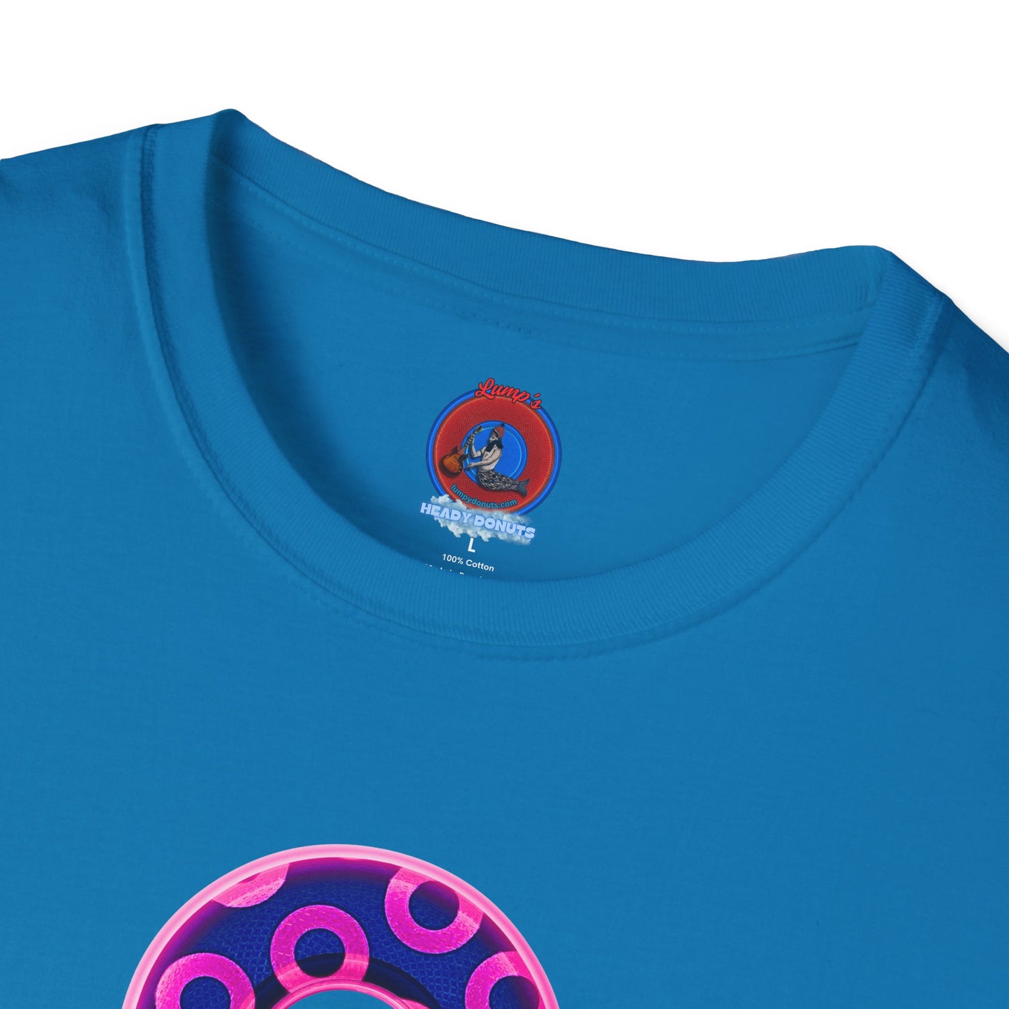 Plain Donuts/Unisex Soft-Style - "Plain Rustic Paradoxical Donuts" - hot pink/dark blue donuts