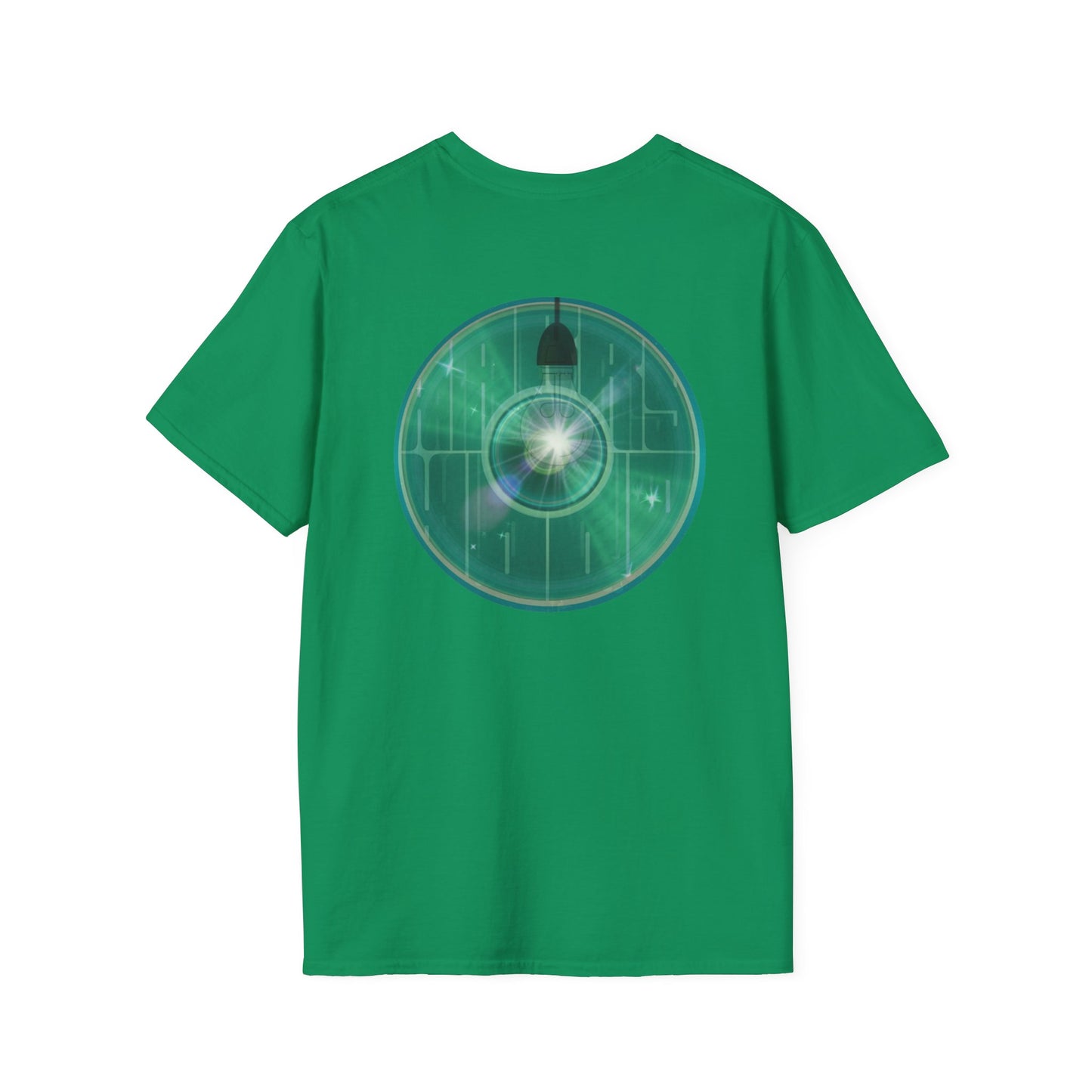 Classic Donut Tee - Unisex Soft-Style - "Harry's Hoodlum Donut" - series 1.0  - variant 4 - lights on/green donut(s)