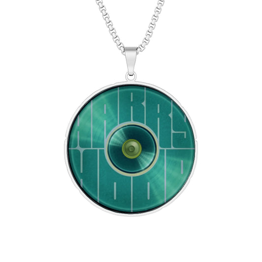 Lump's Heady Donut Necklace - 1" x 1" Stainless Steel Pendant - "Harry's Hoodlum Pendant" - vivid teal green reflective donut - variant 3